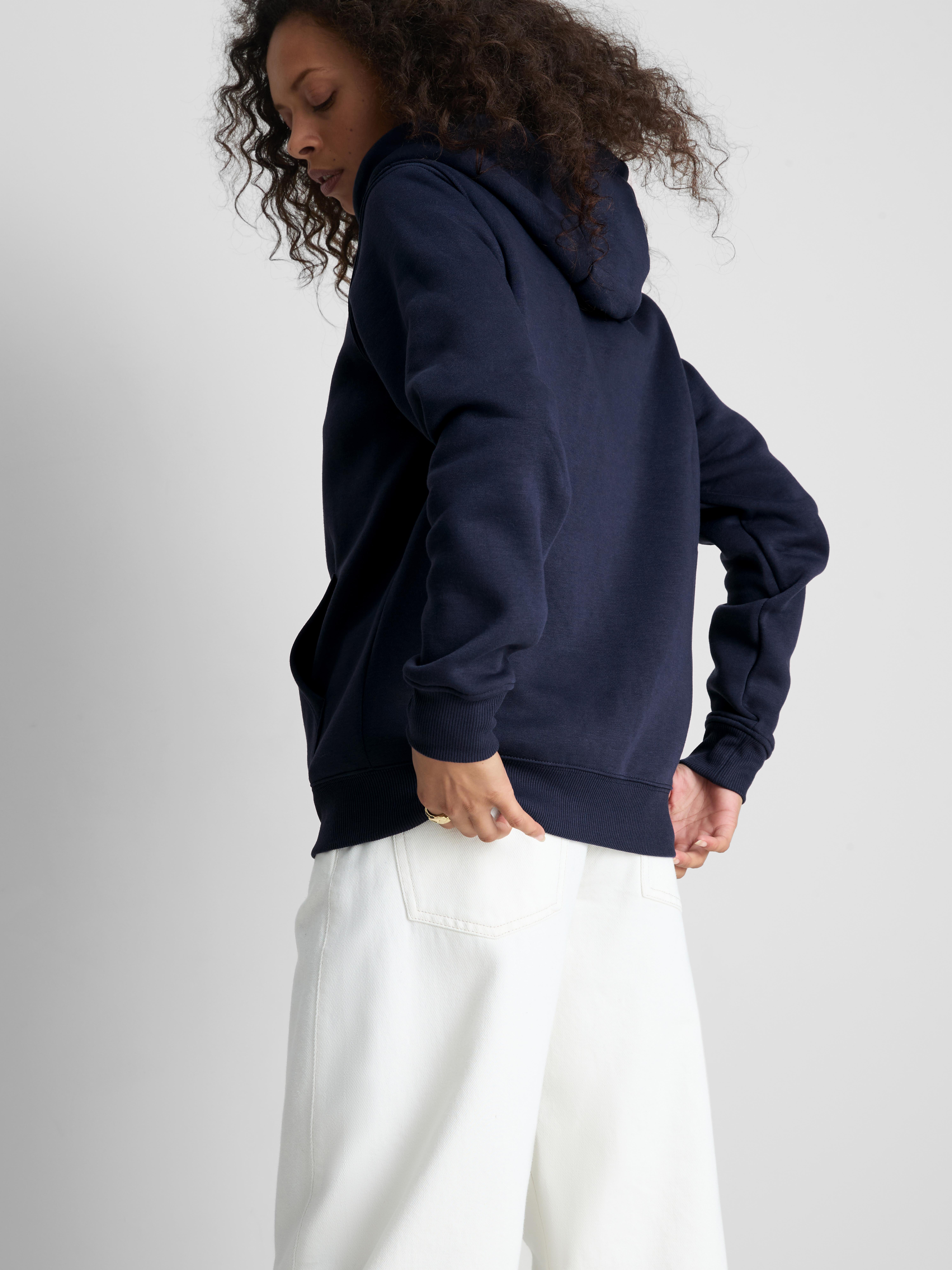 Essential Cotton Blend Zip Through Hoodie - Navy