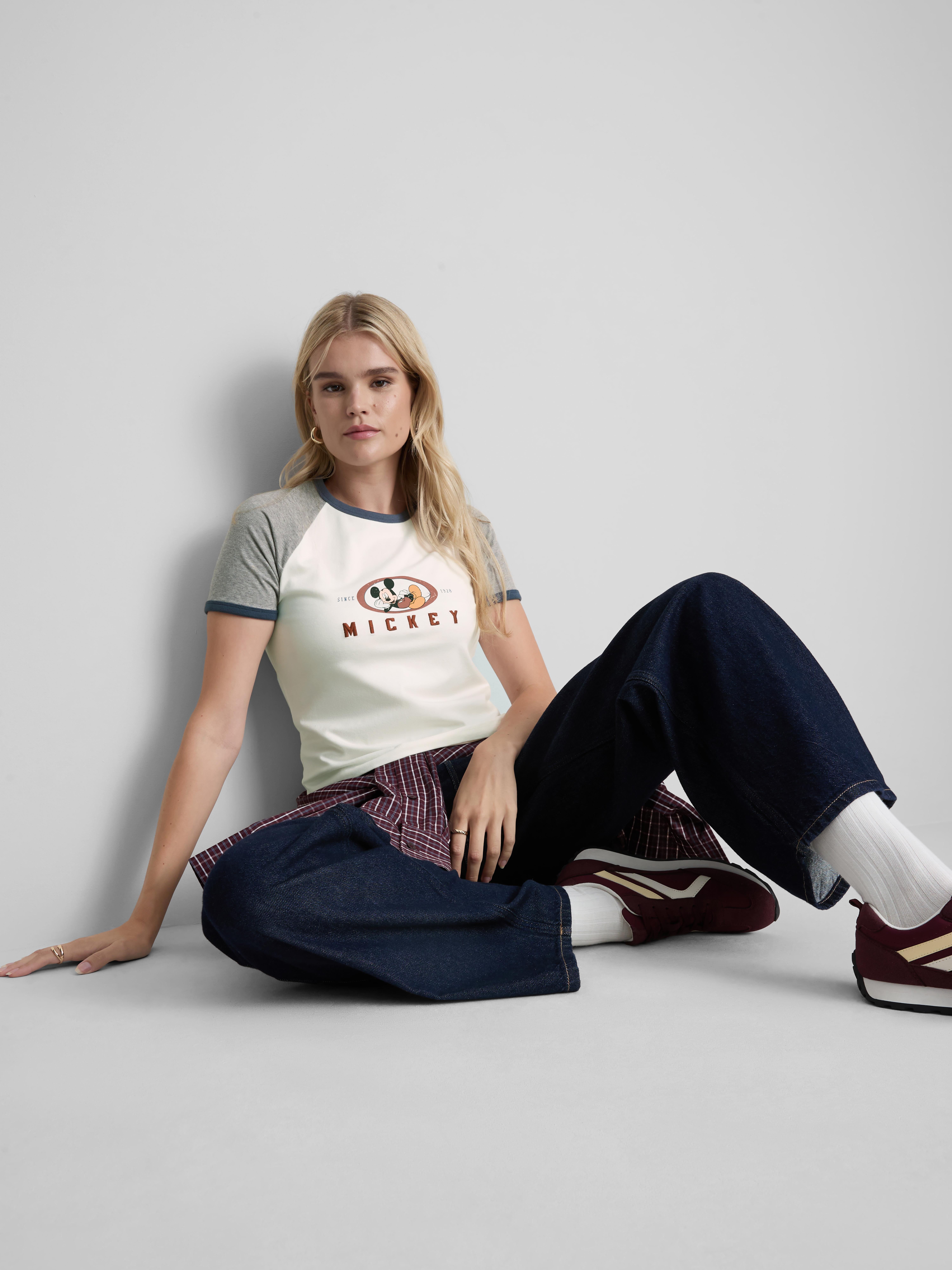 Disney's Mickey Mouse Raglan Ringer Tee - Ivory