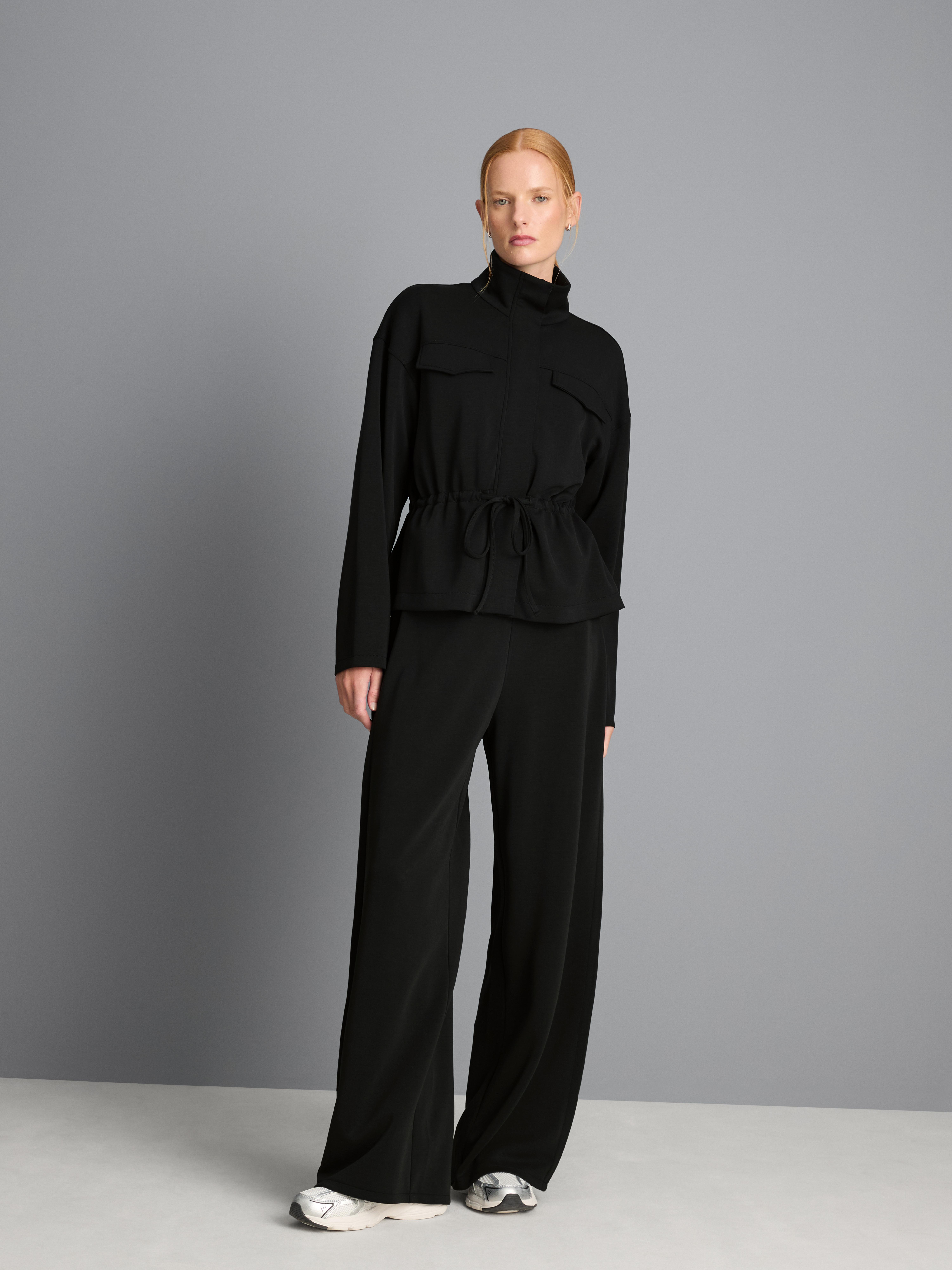 Modal Rich Wide Leg Joggers - Black