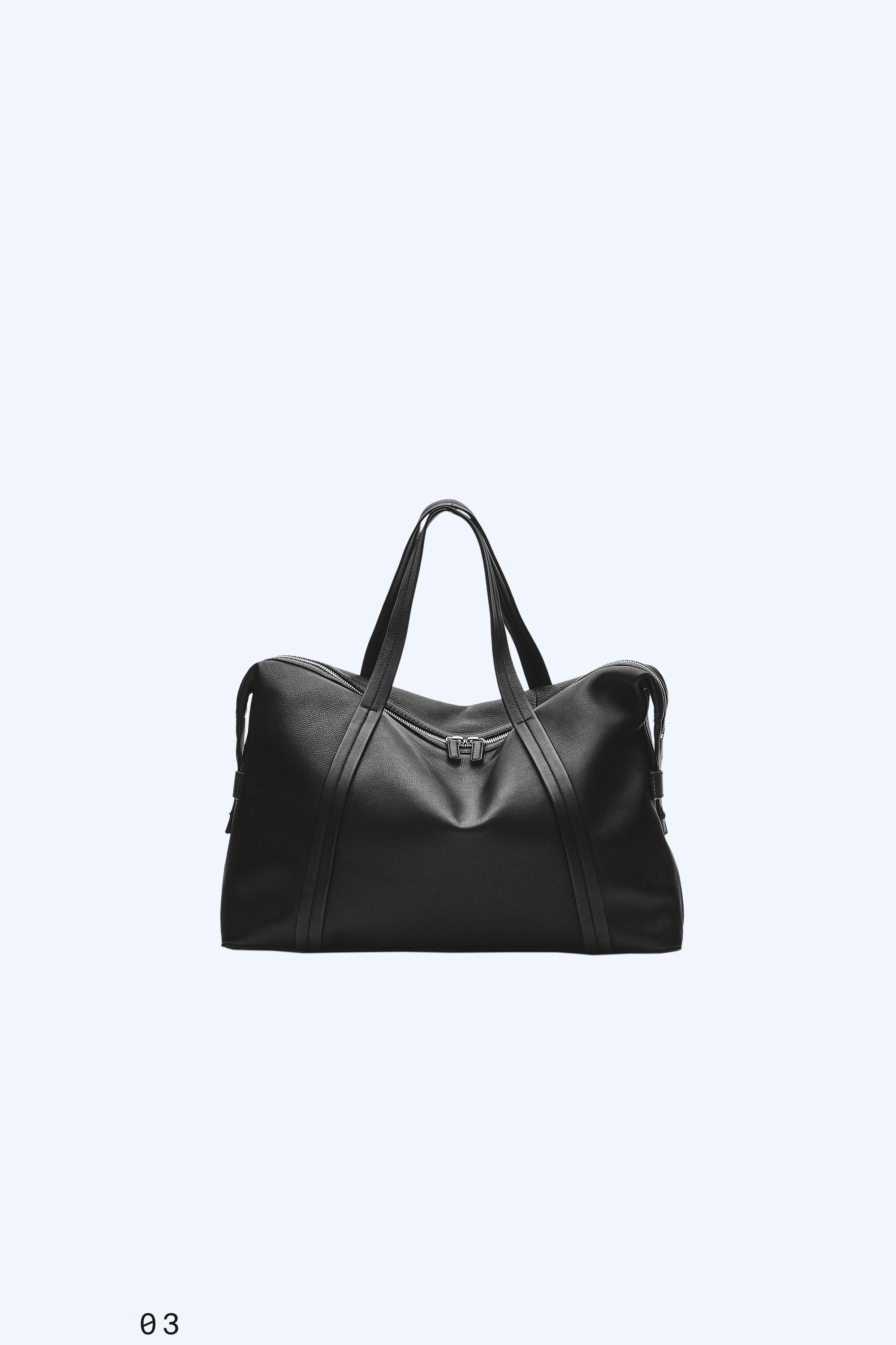 Nappa leather carry-on bag - BLACK