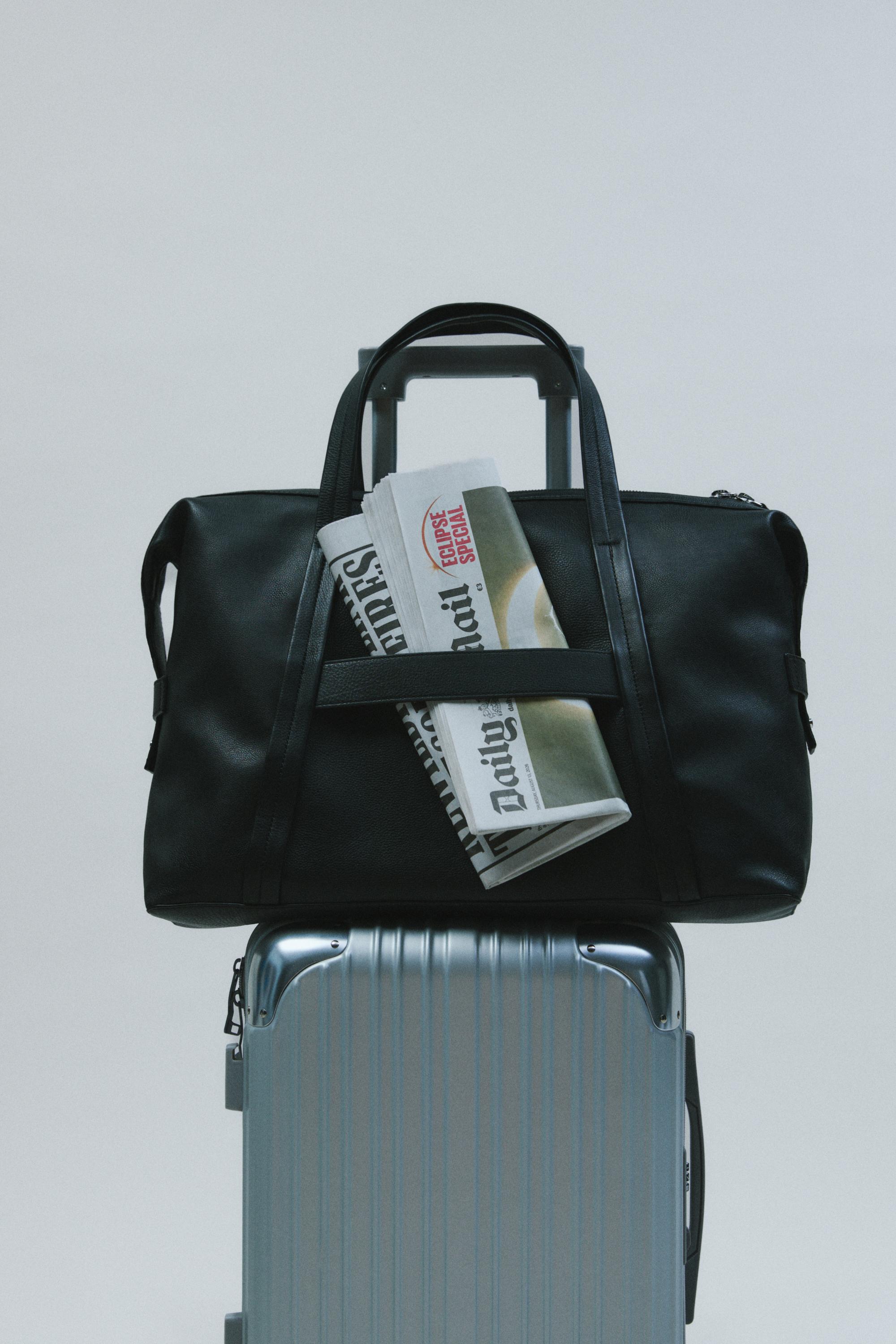 Nappa leather carry-on bag - BLACK