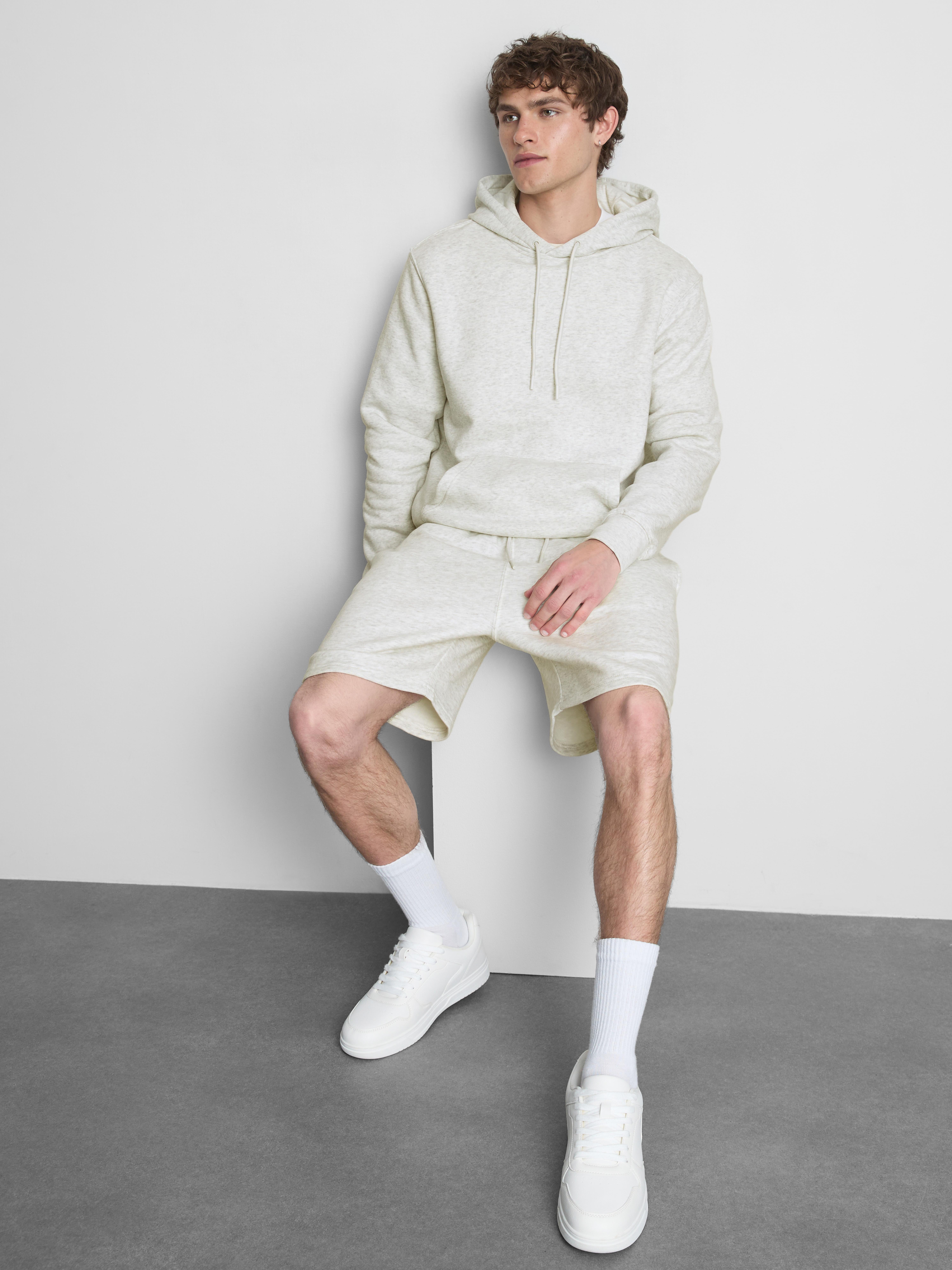 Cotton-Blend Pullover Hoodie - Gray Heather