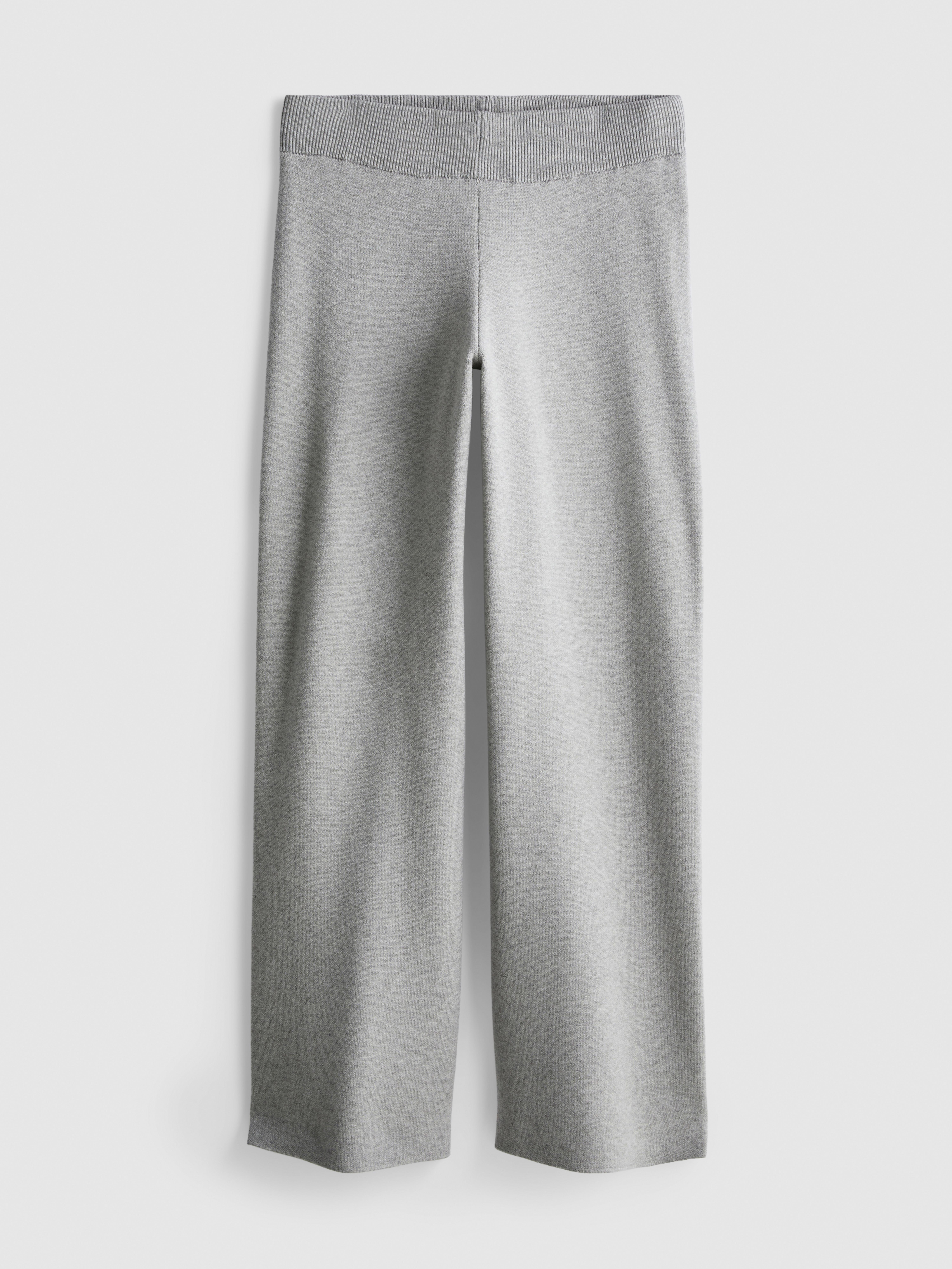 Compact Knit Wide Leg Leggings - Gray