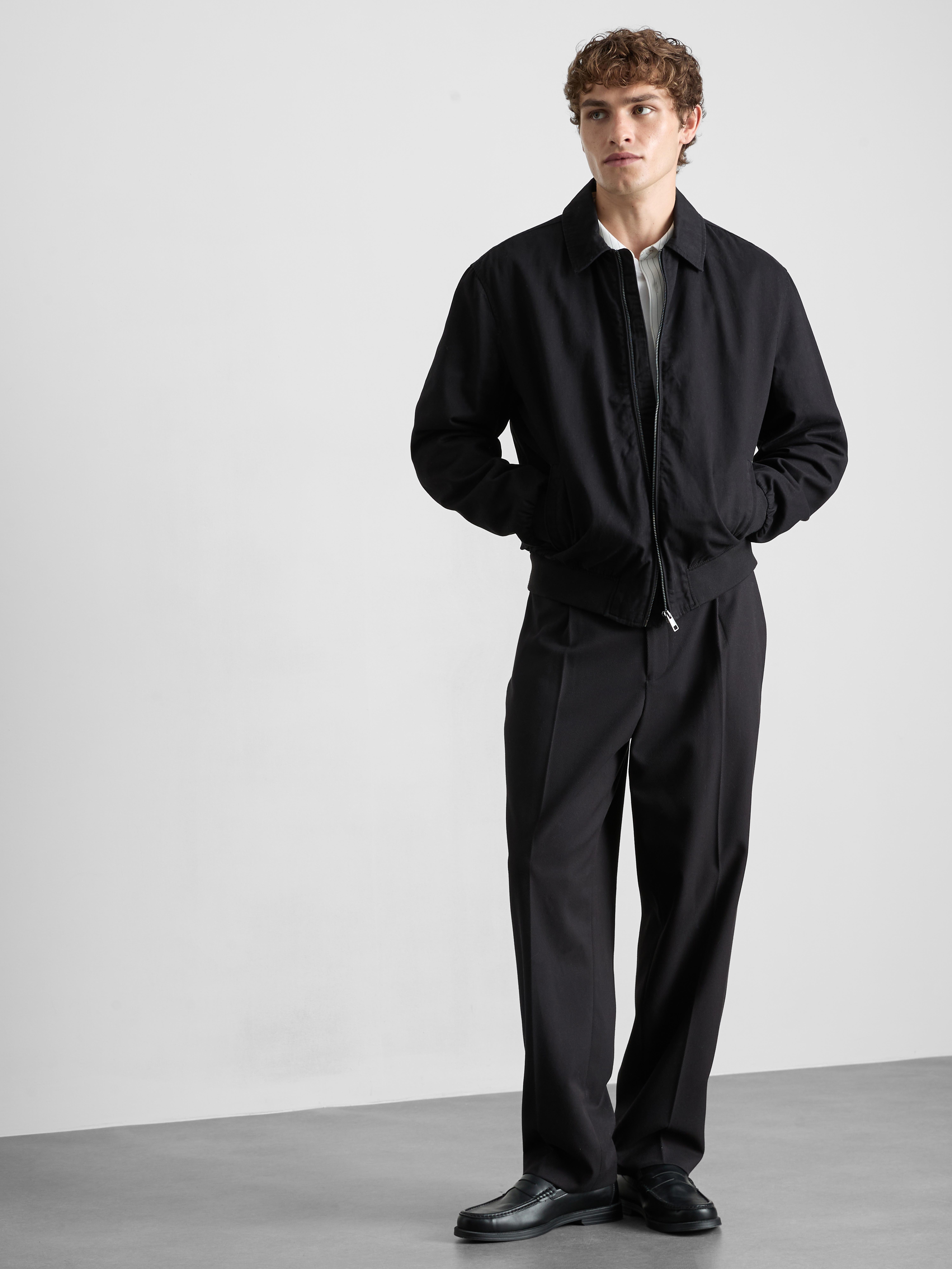 Collared Harrington Jacket - Black