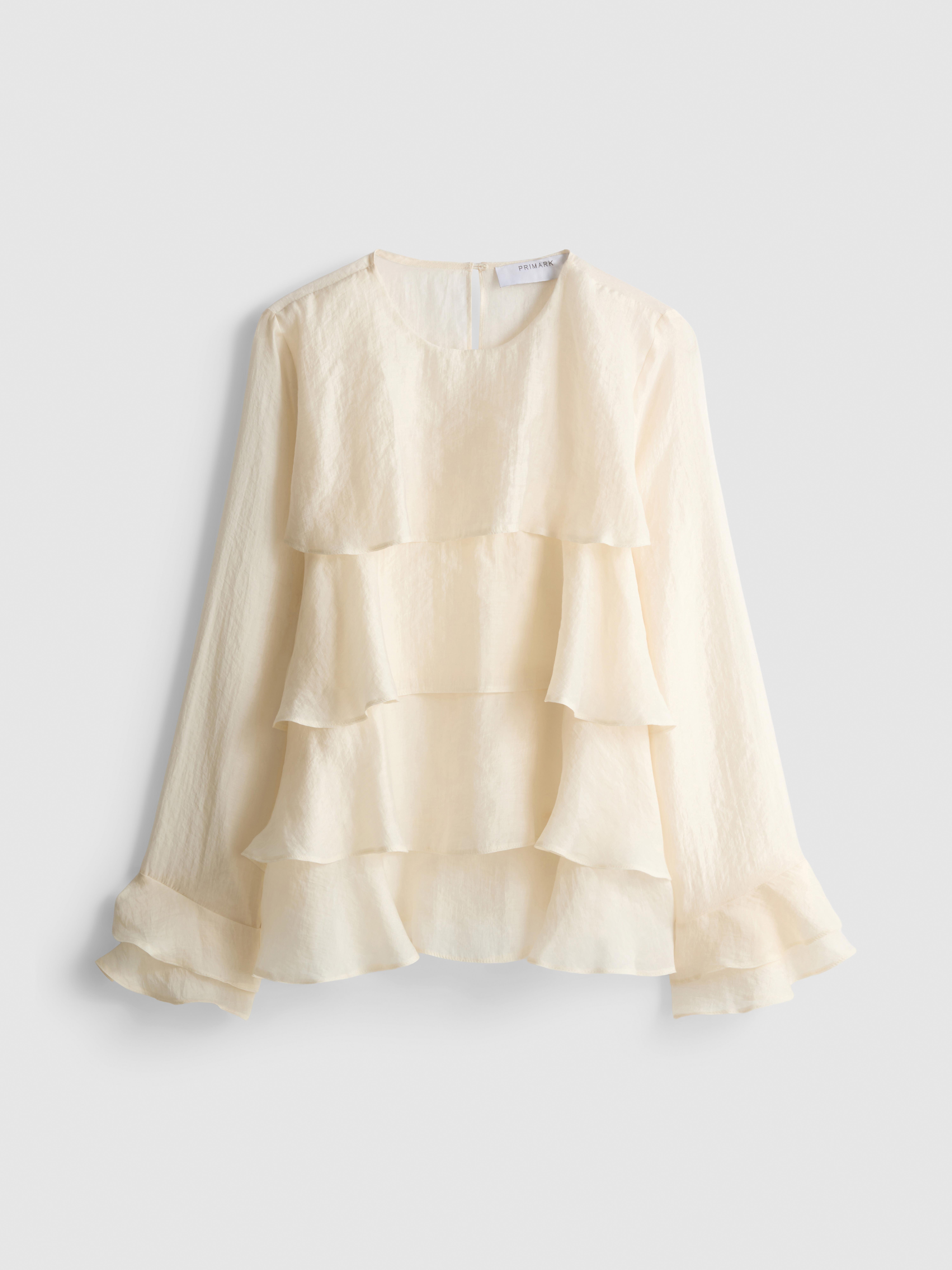 Tiered Long-Sleeve Blouse - Ivory