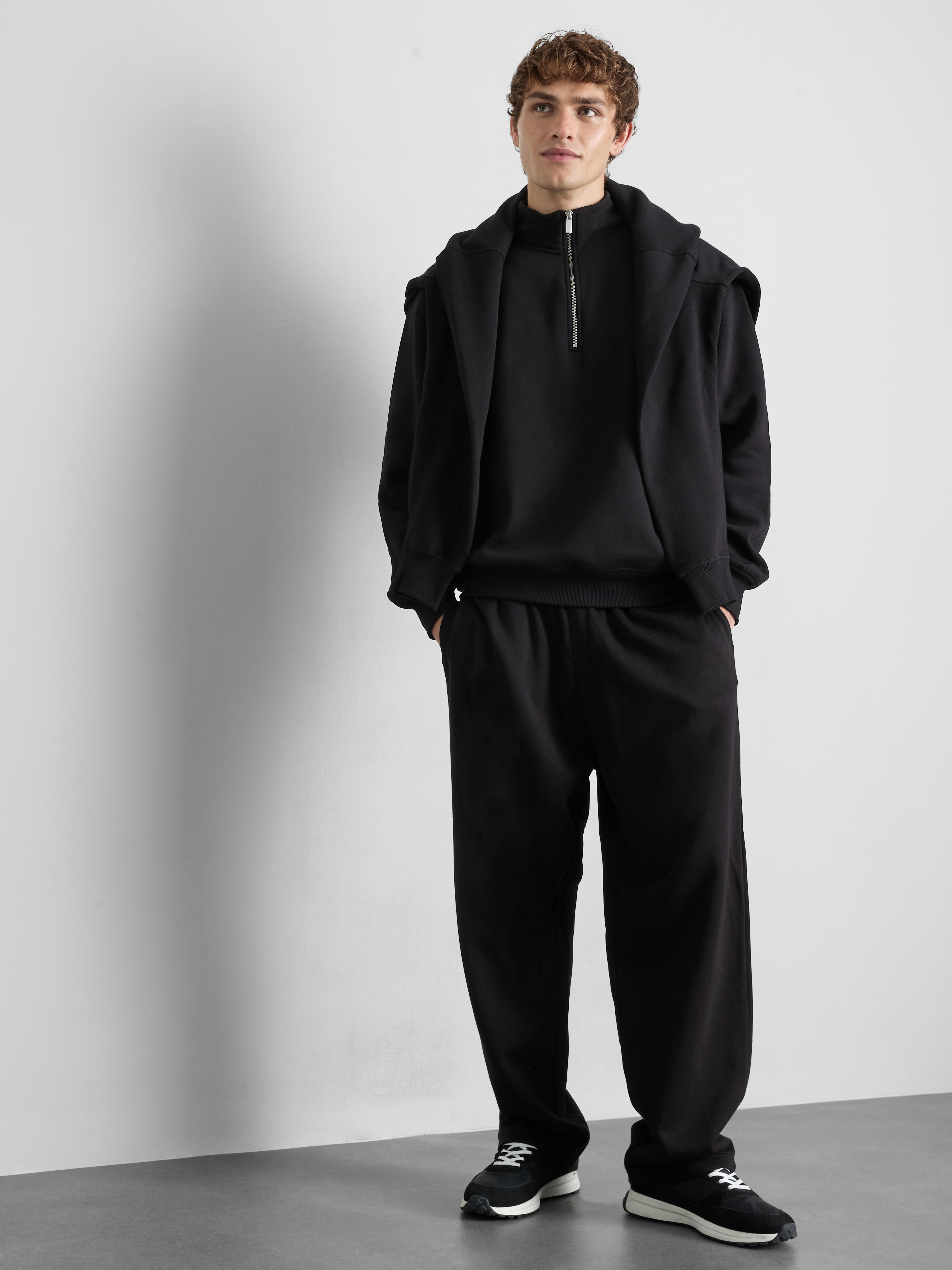 Cotton Rich Straight Leg Sweatpants - Black