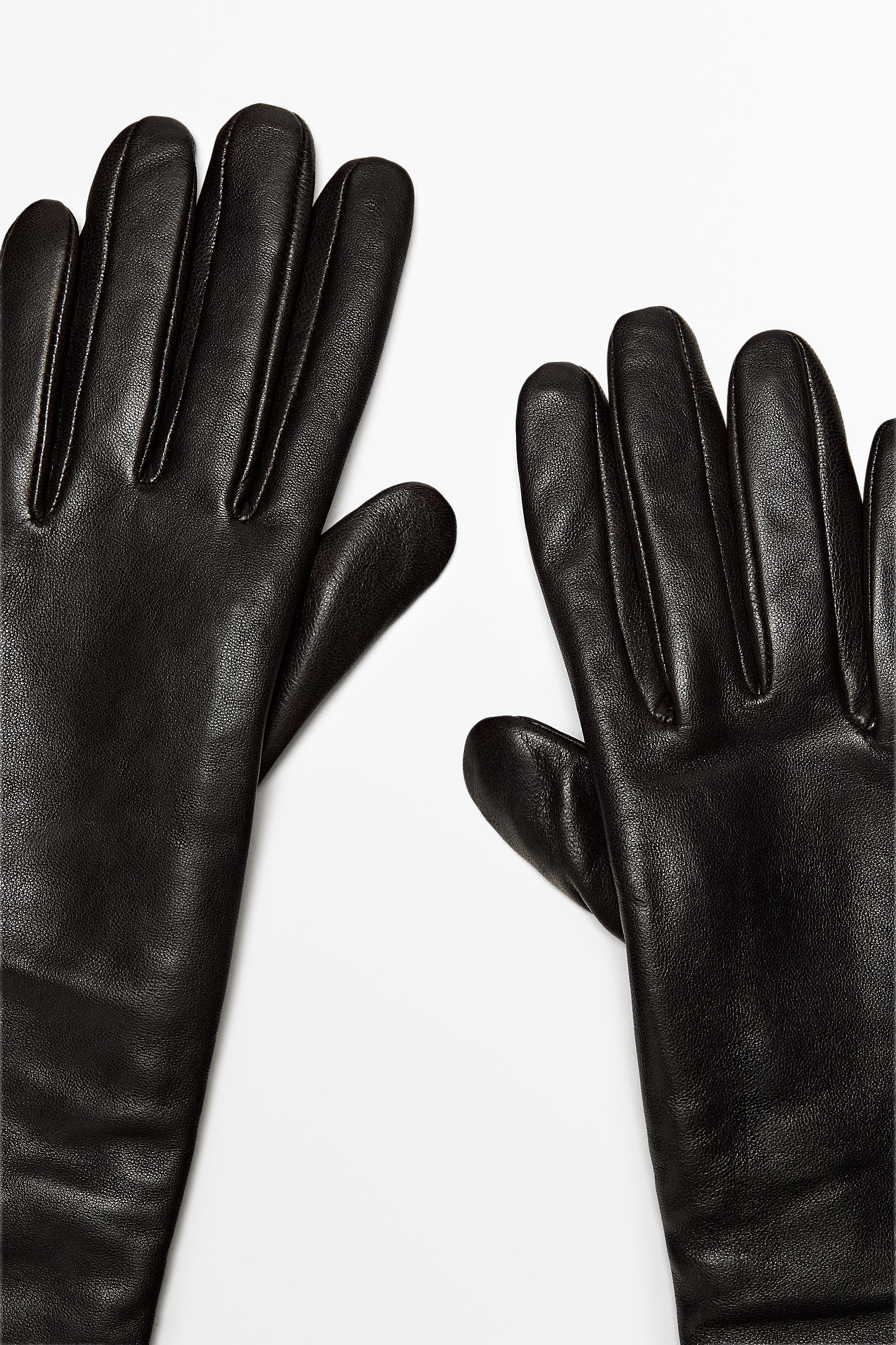 Long nappa leather gloves - BROWN