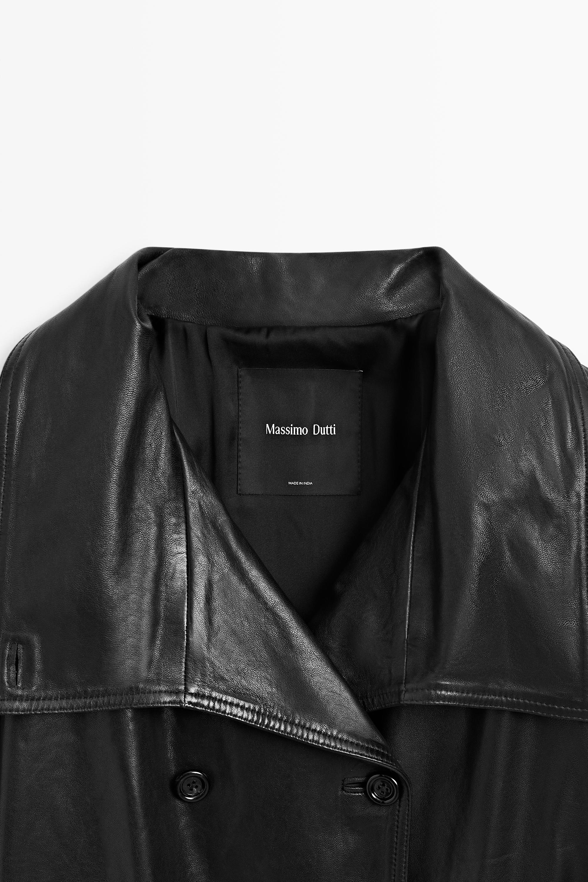 Short leather jacket with belt - BLACK