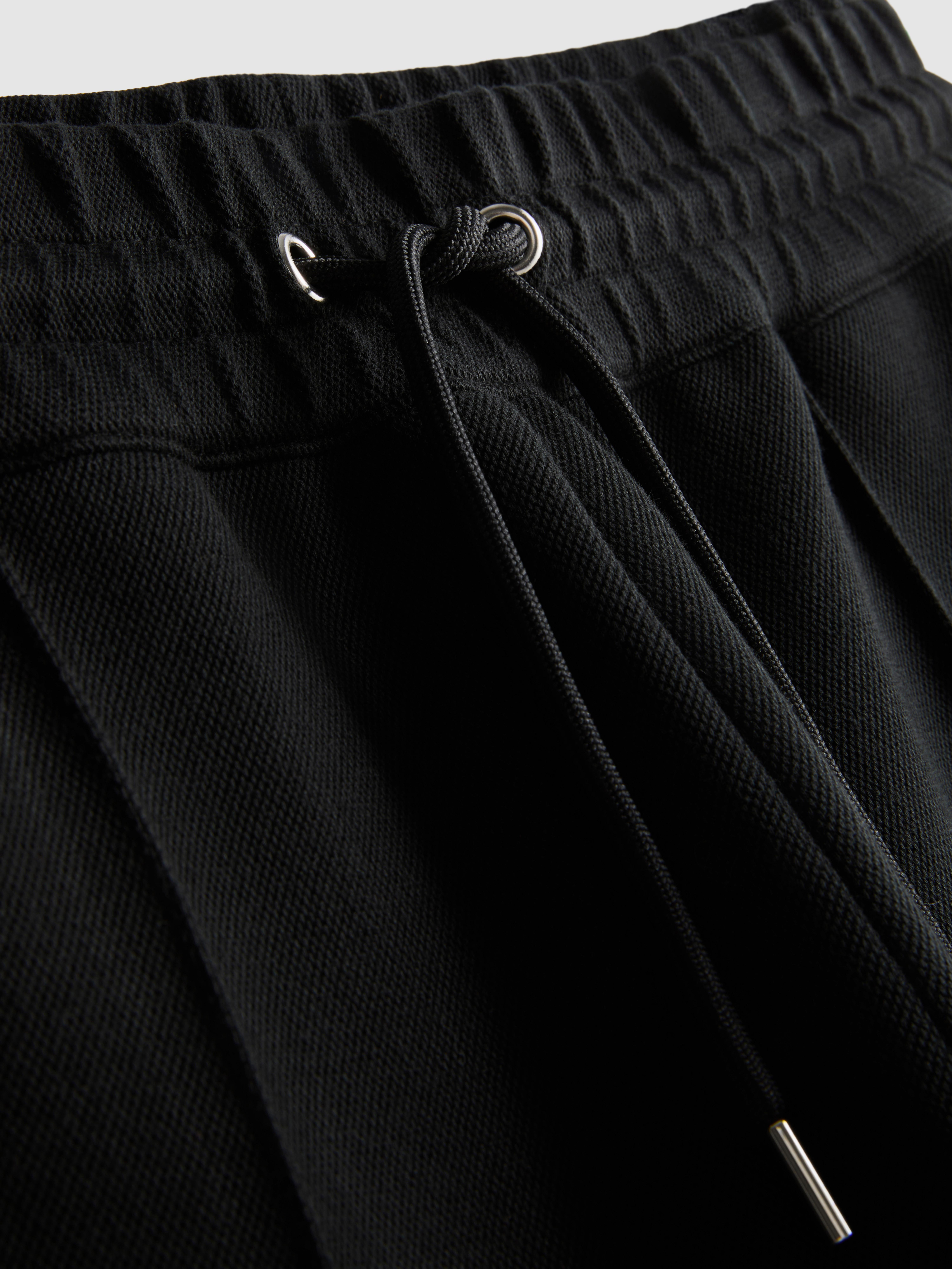 The Edit Pique Drawstring Joggers - Black