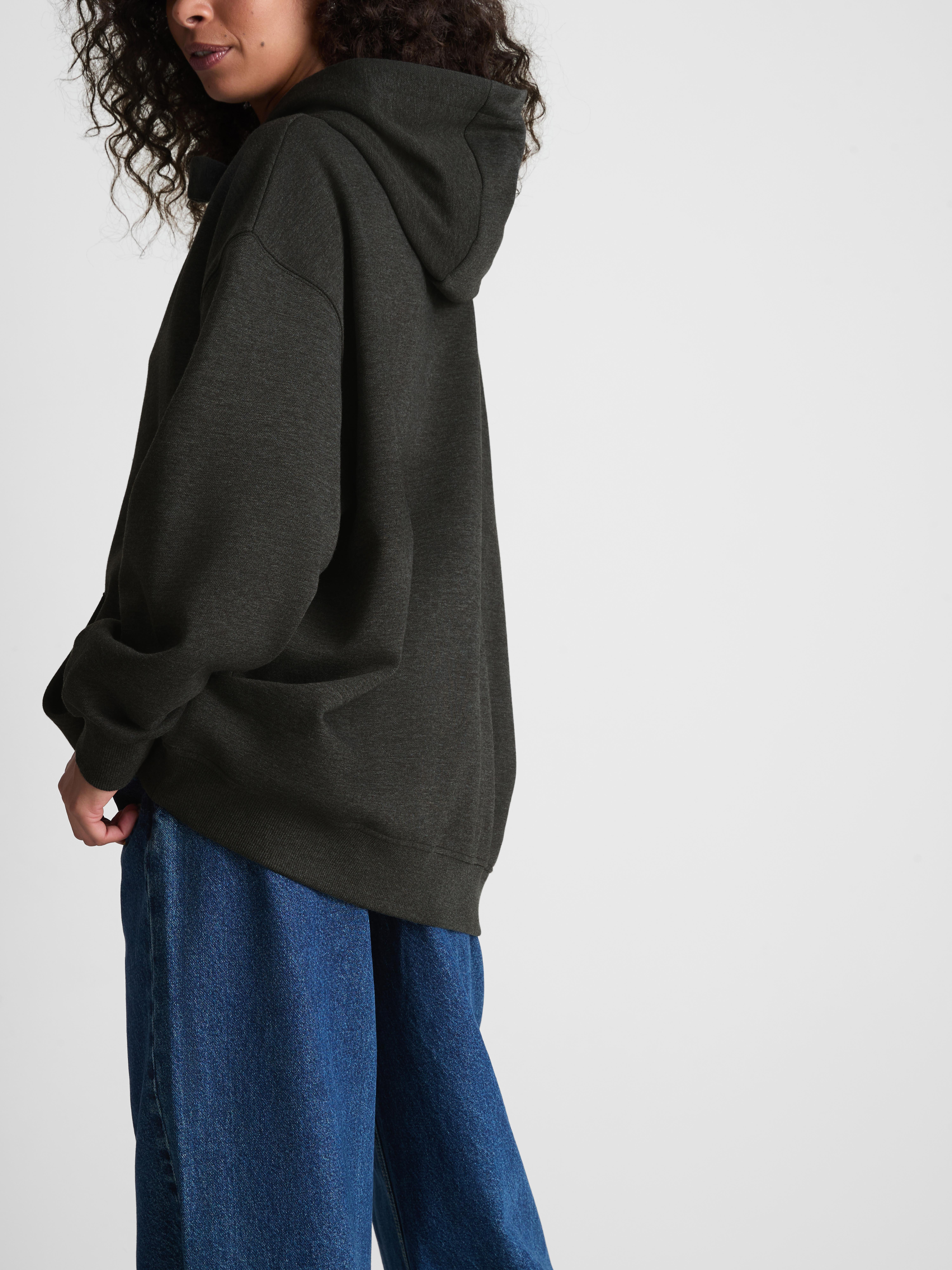 Paula Echevarría Cotton-Rich Bow Tie Hoodie - Charcoal Heather