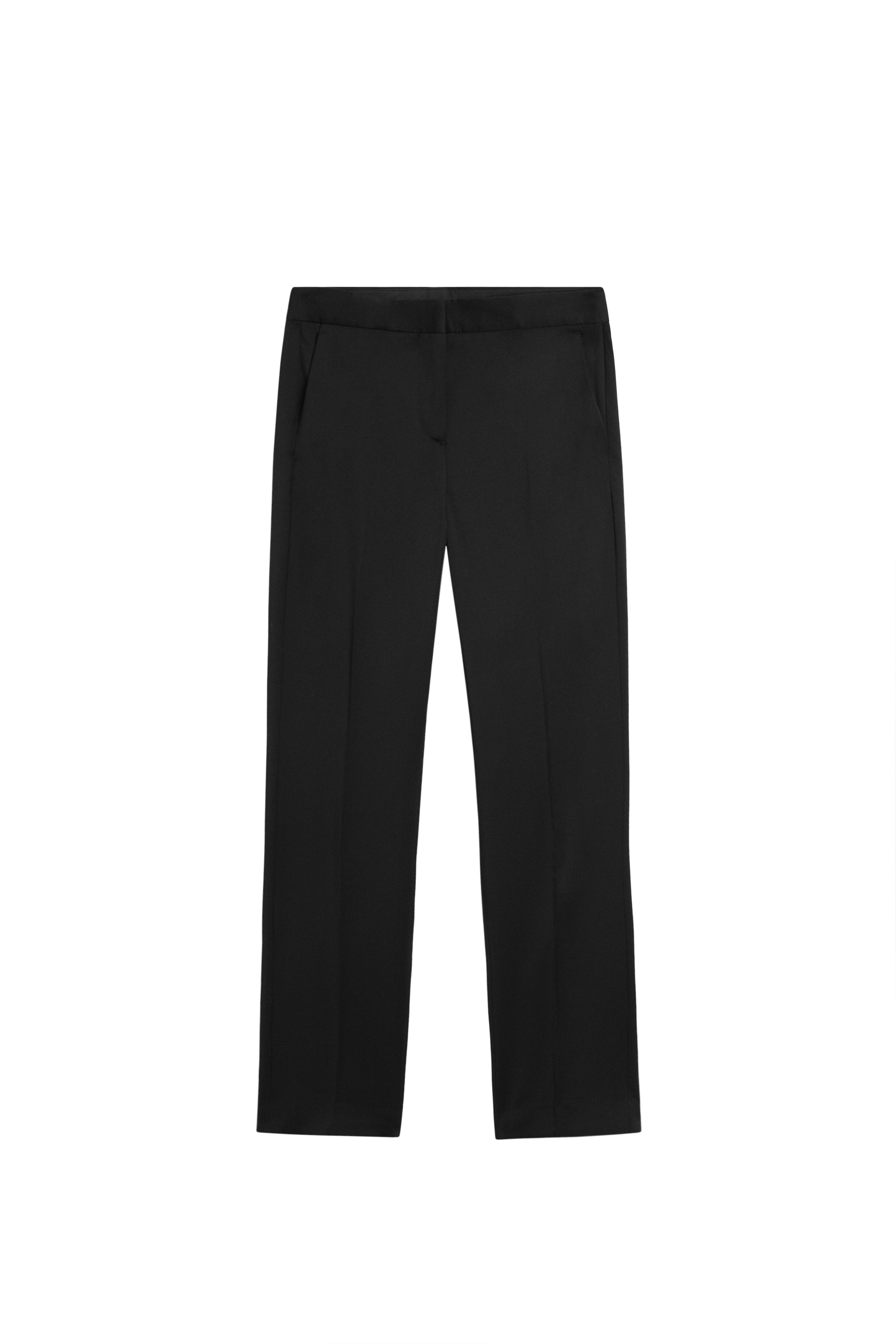 100% cool wool straight fit trousers - BLACK