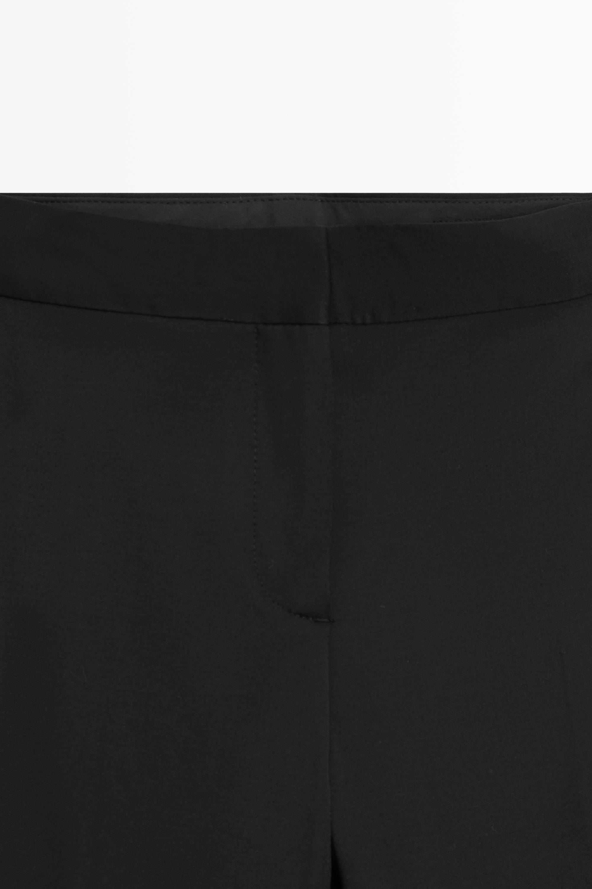 100% cool wool straight fit trousers - BLACK
