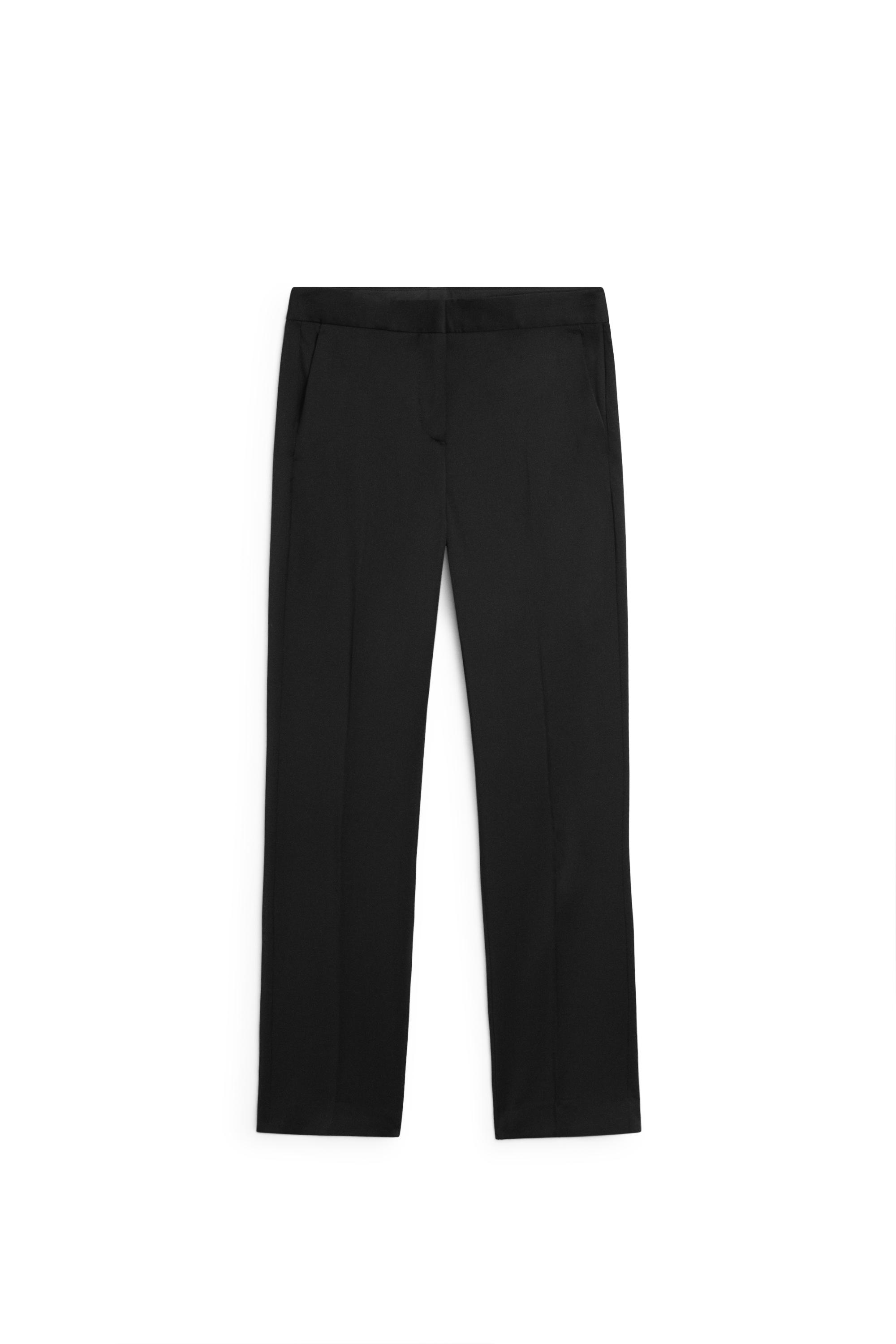 100% cool wool straight fit trousers - BLACK