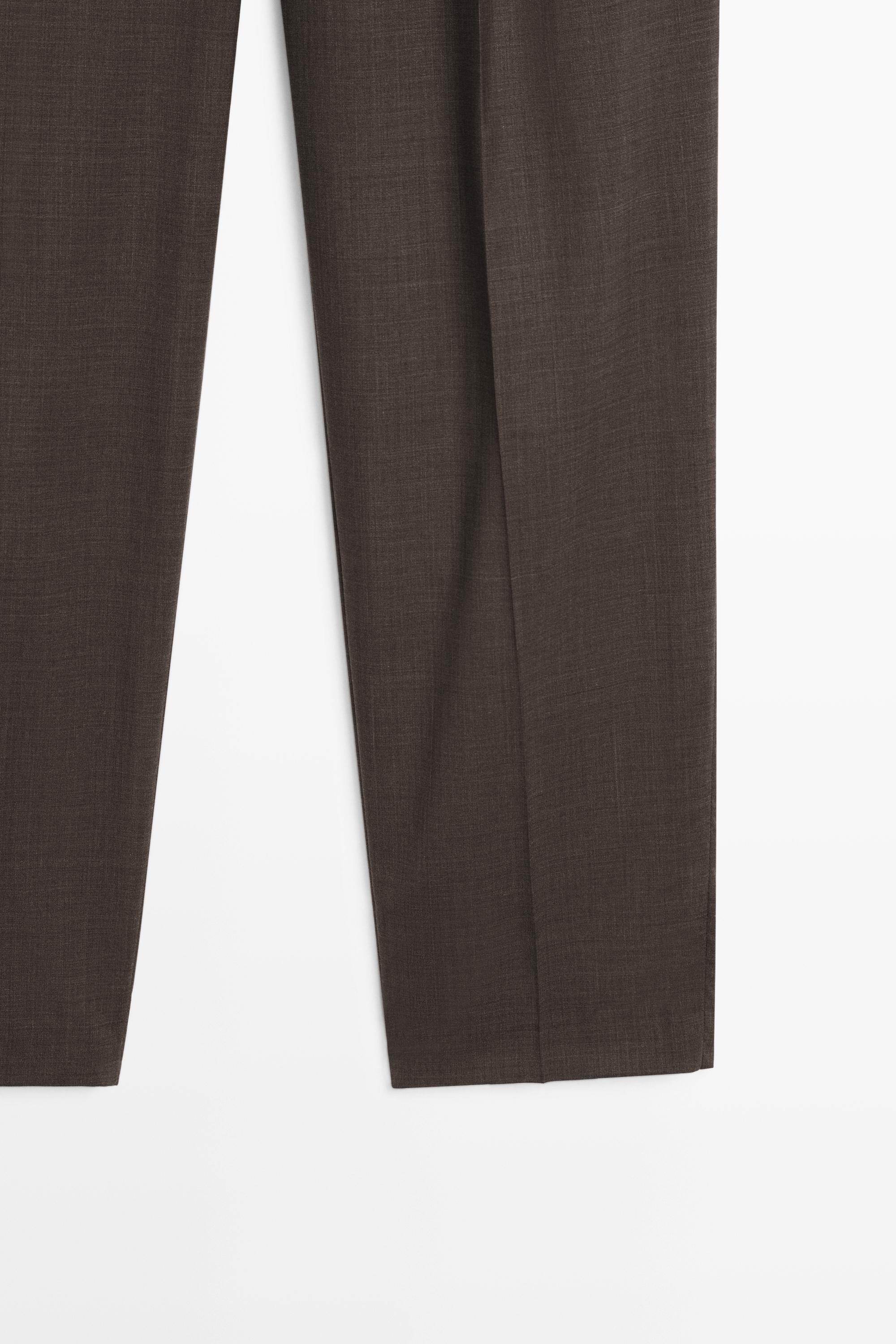 100% cool wool pleated pants - DARK GREY