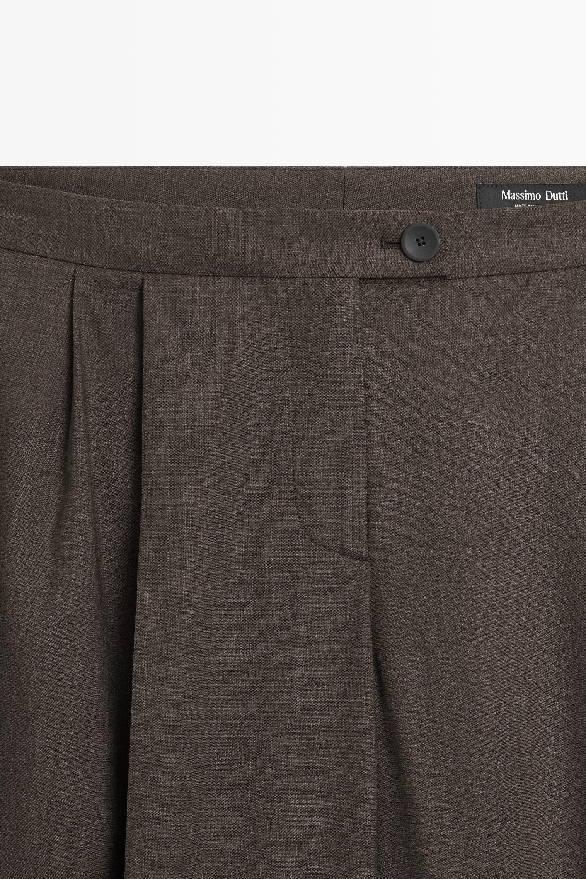 100% cool wool pleated pants - DARK GREY