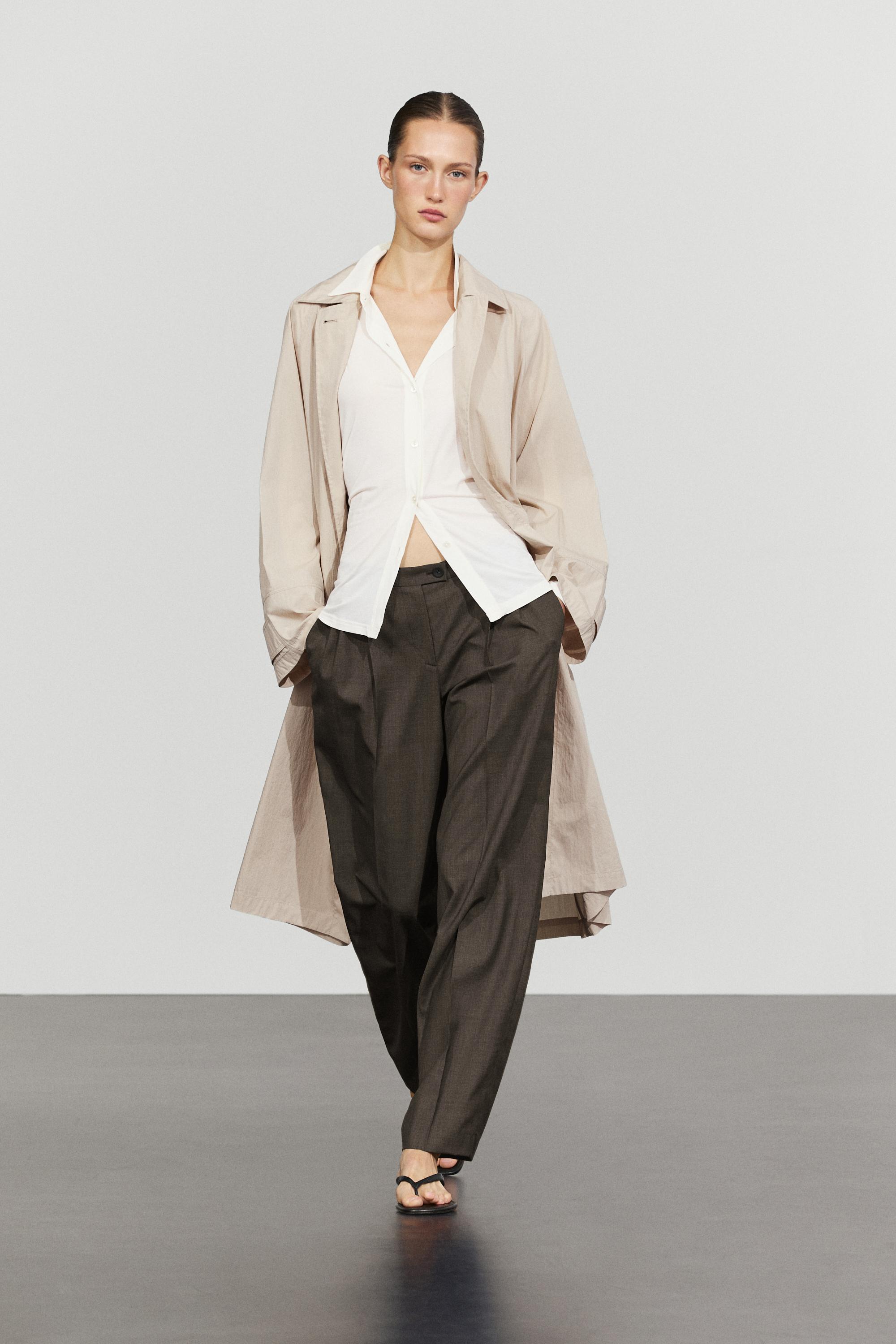 100% cool wool pleated pants - DARK GREY