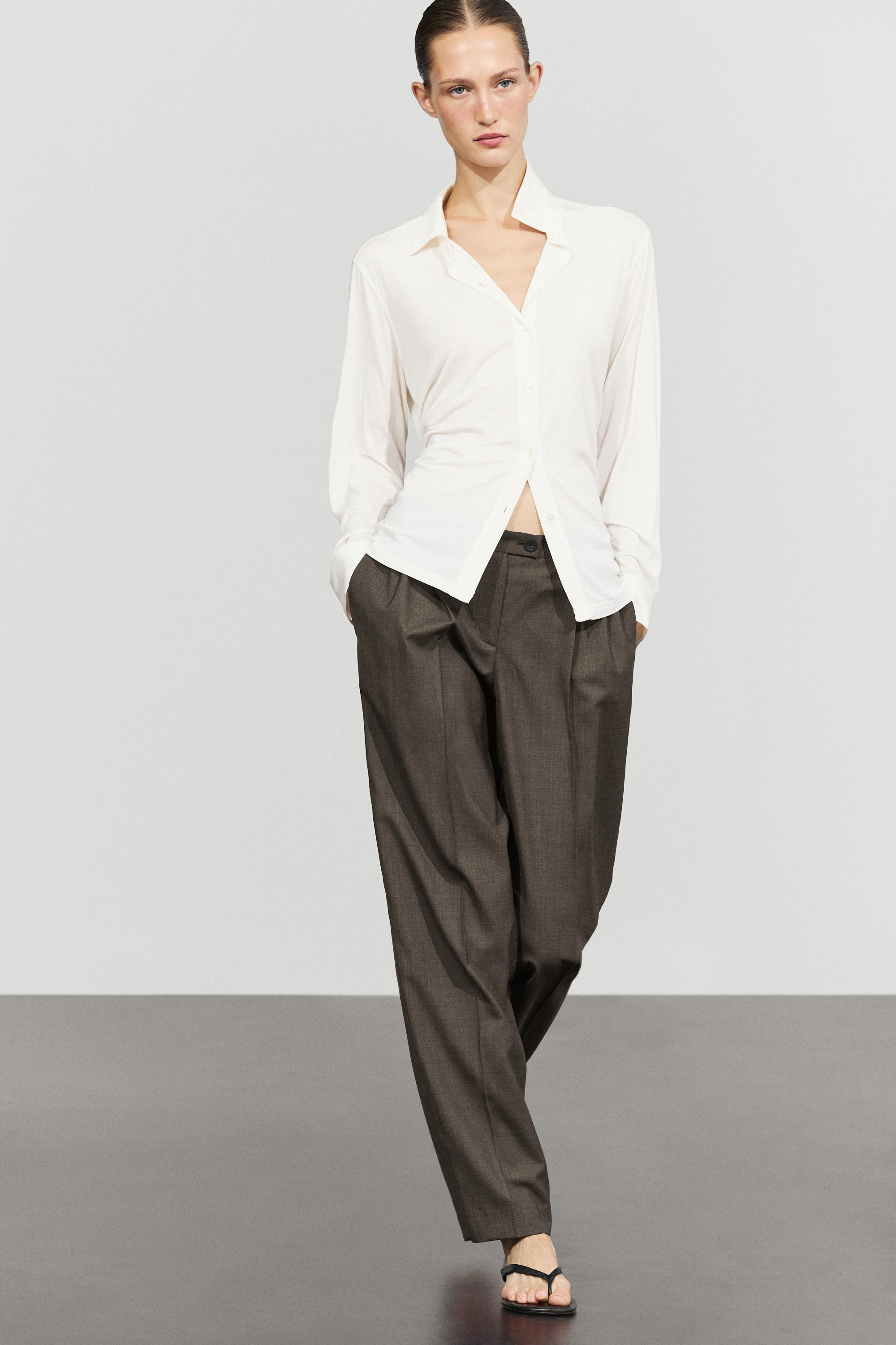 100% cool wool pleated pants - DARK GREY