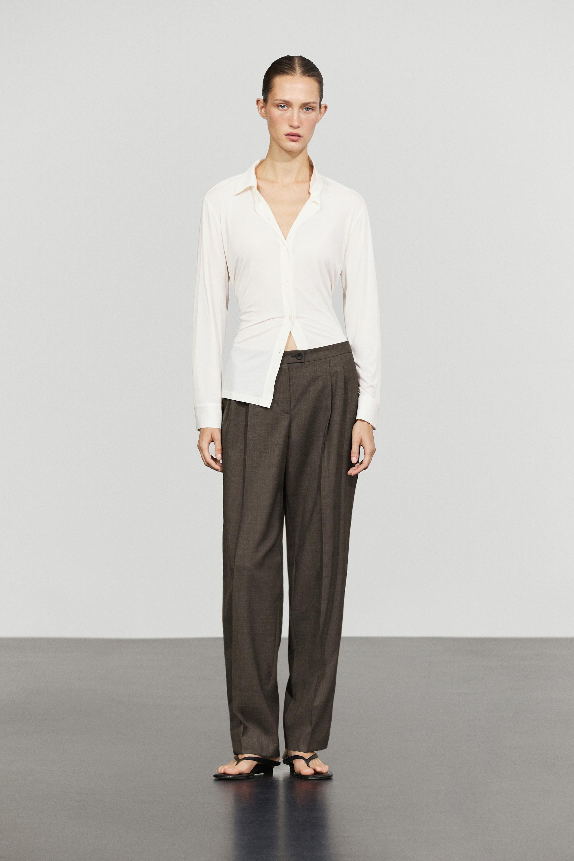100% cool wool pleated pants - DARK GREY