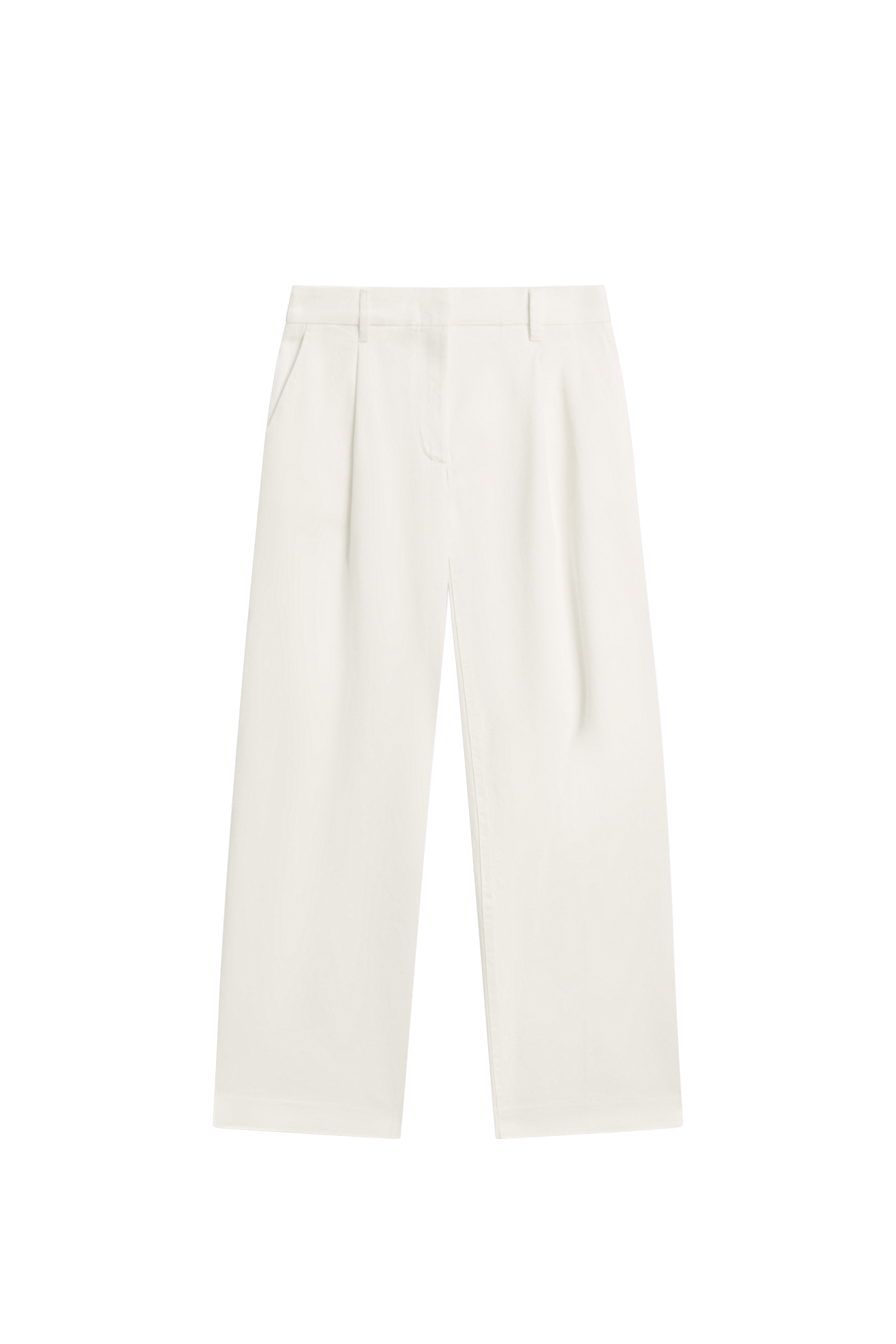 Low-rise wide-leg pleated pants - Off white