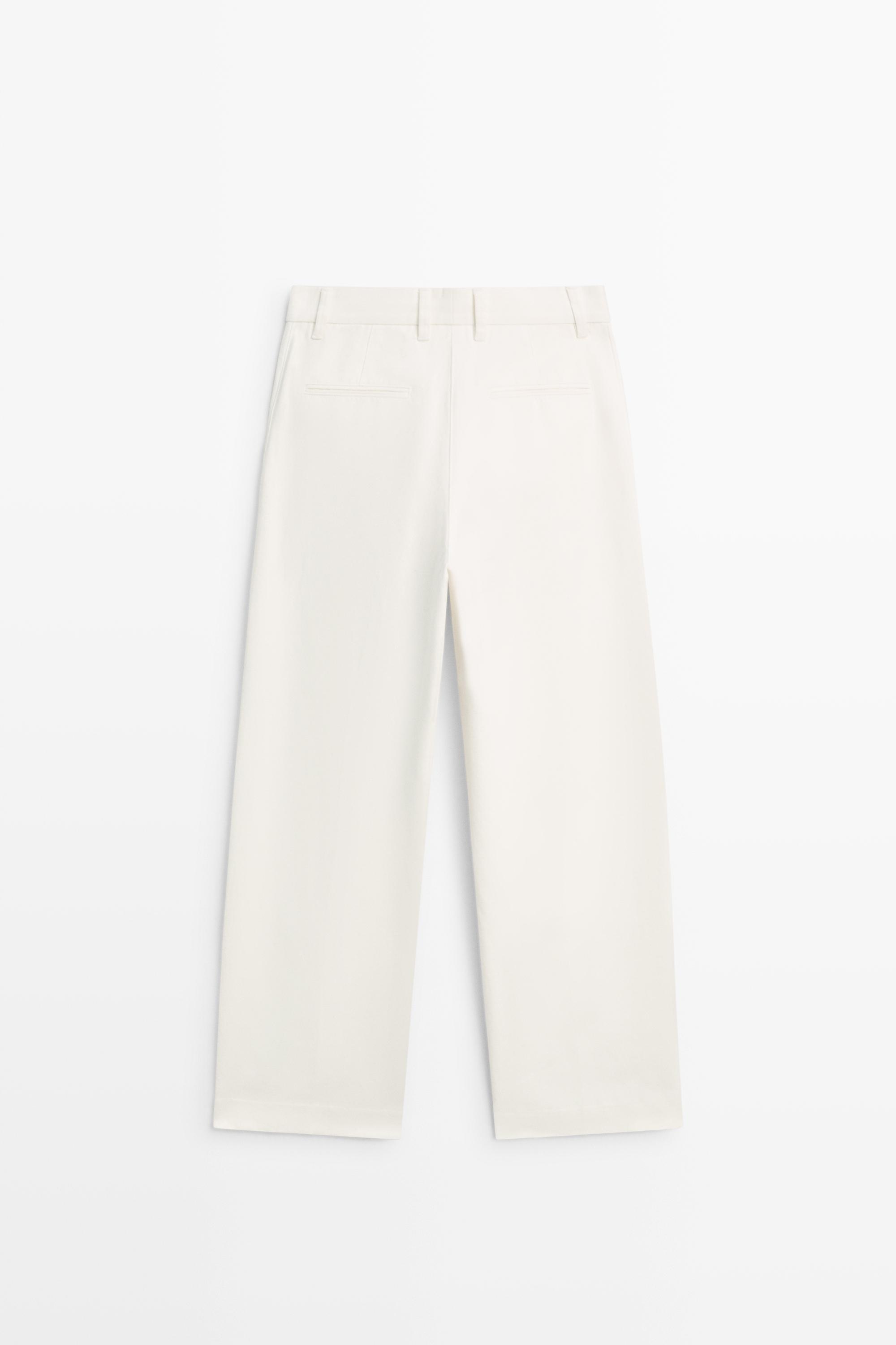Low-rise wide-leg pleated pants - Off white