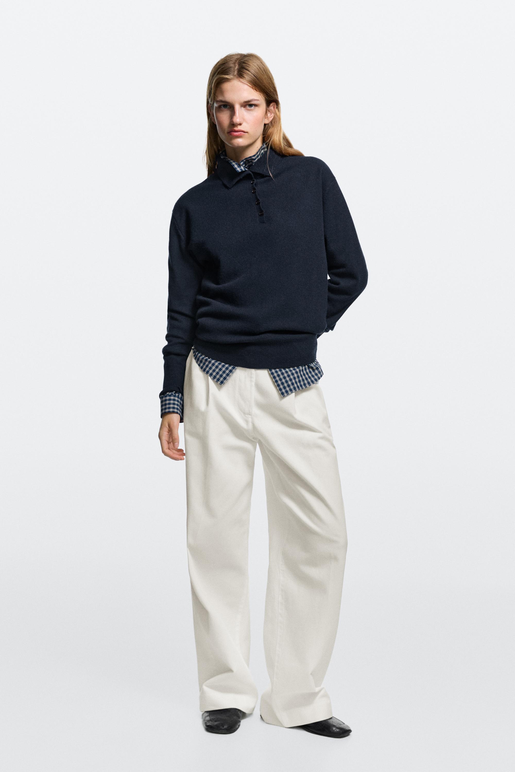 Low-rise wide-leg pleated pants - Off white