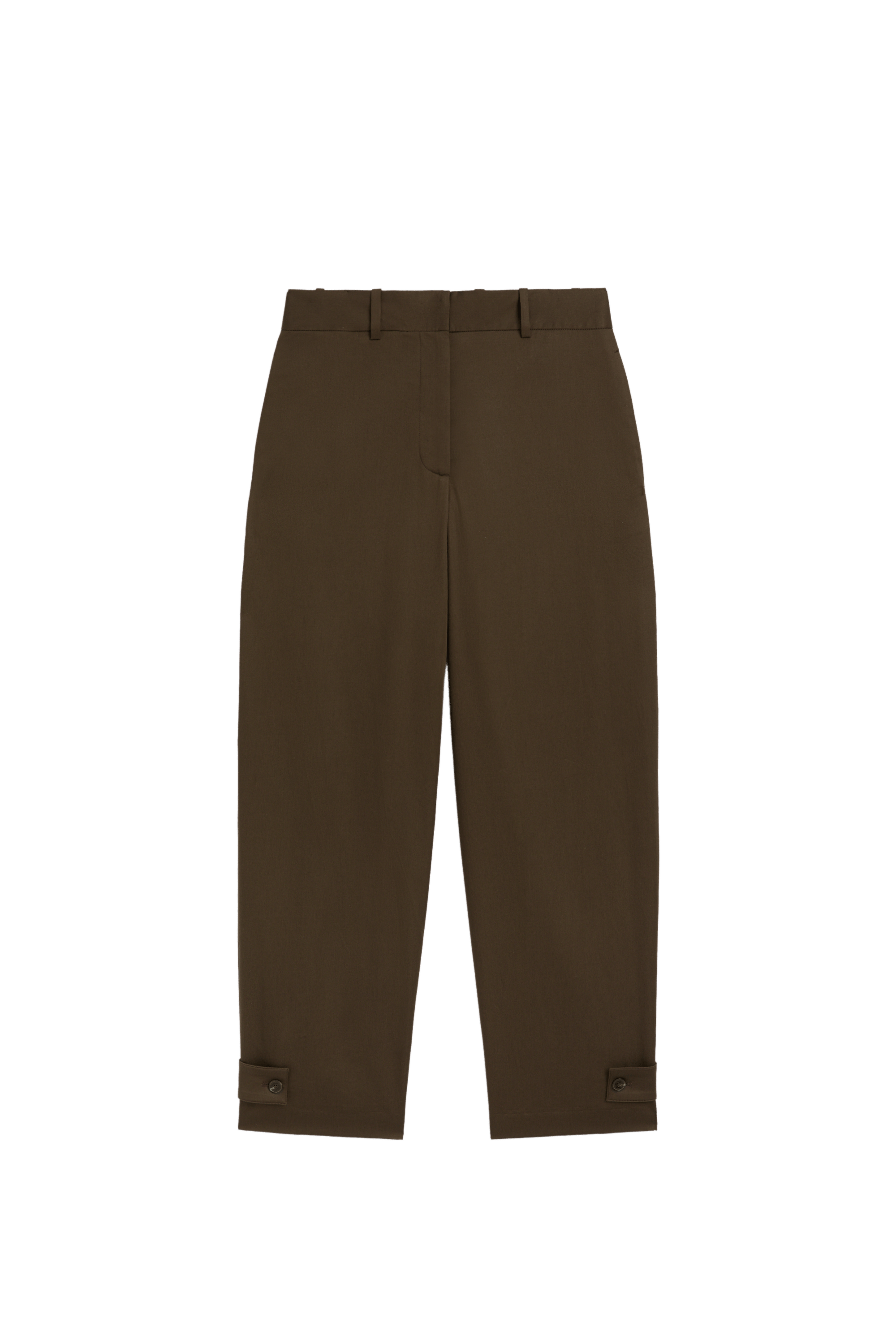 Pants with button-tab hem detail - MOLE BROWN