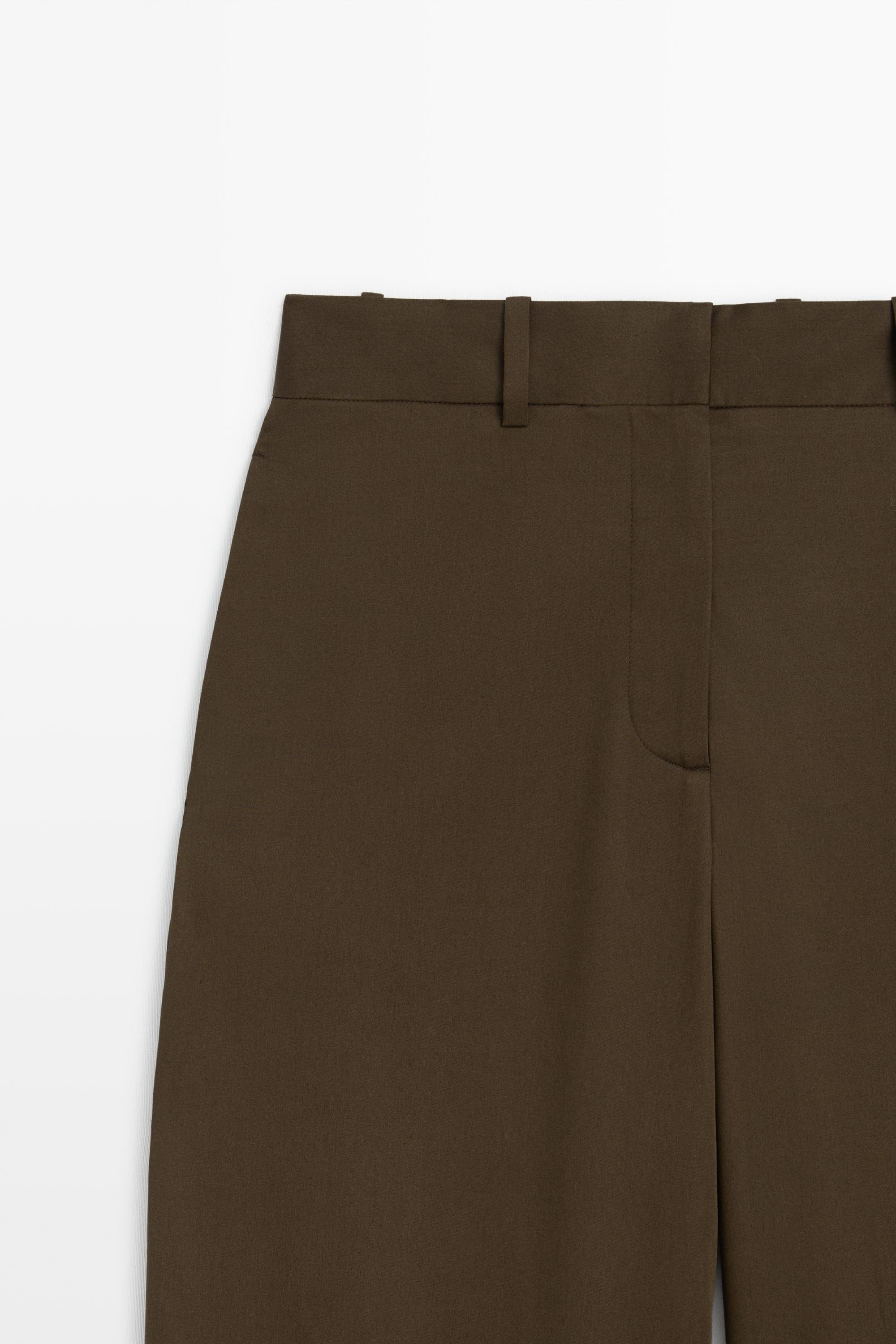 Pants with button-tab hem detail - MOLE BROWN