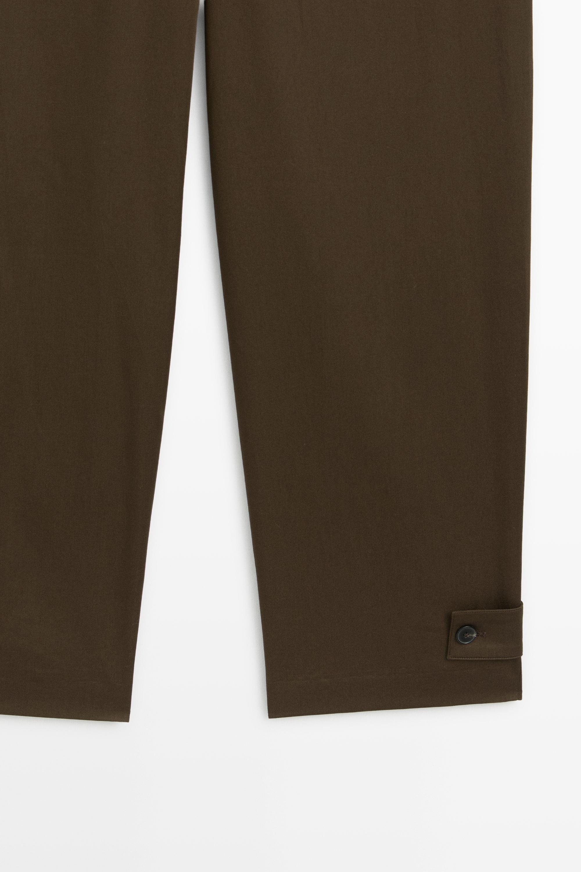 Pants with button-tab hem detail - MOLE BROWN