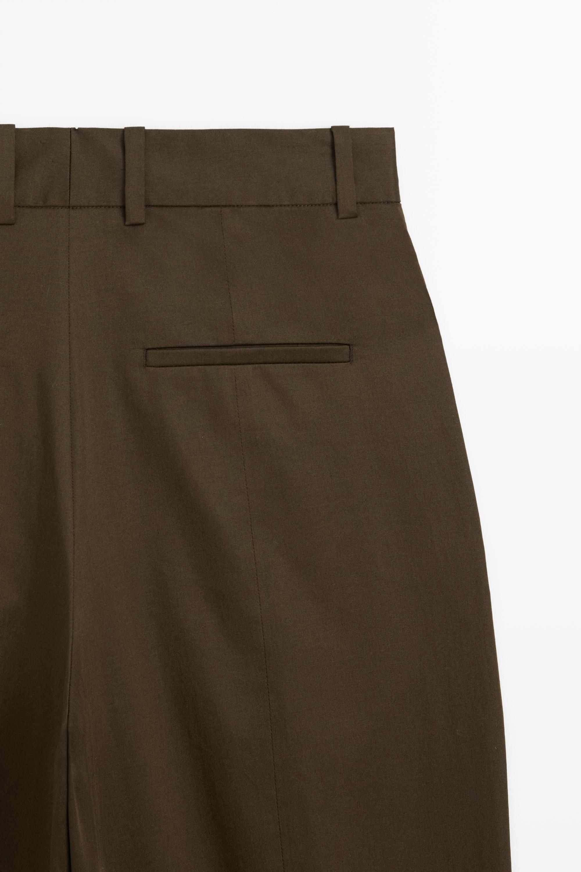 Pants with button-tab hem detail - MOLE BROWN