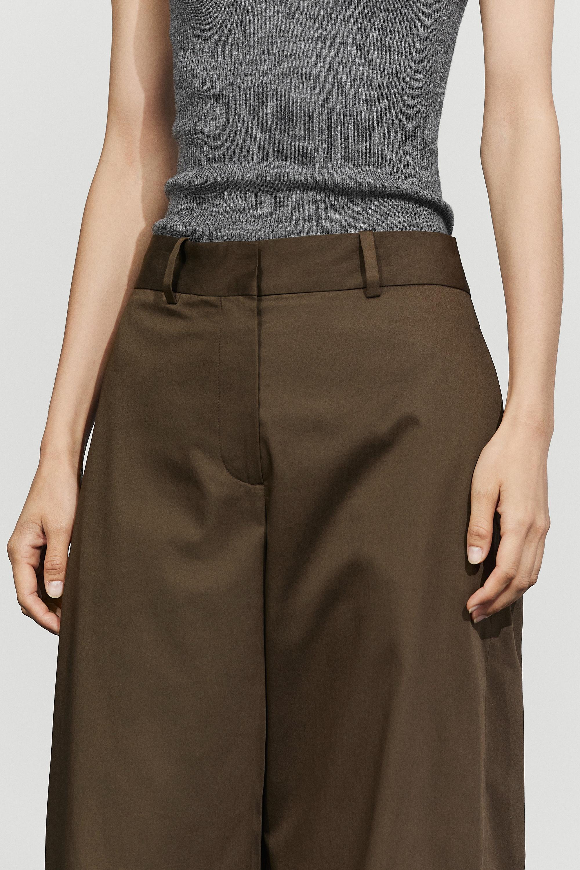 Pants with button-tab hem detail - MOLE BROWN