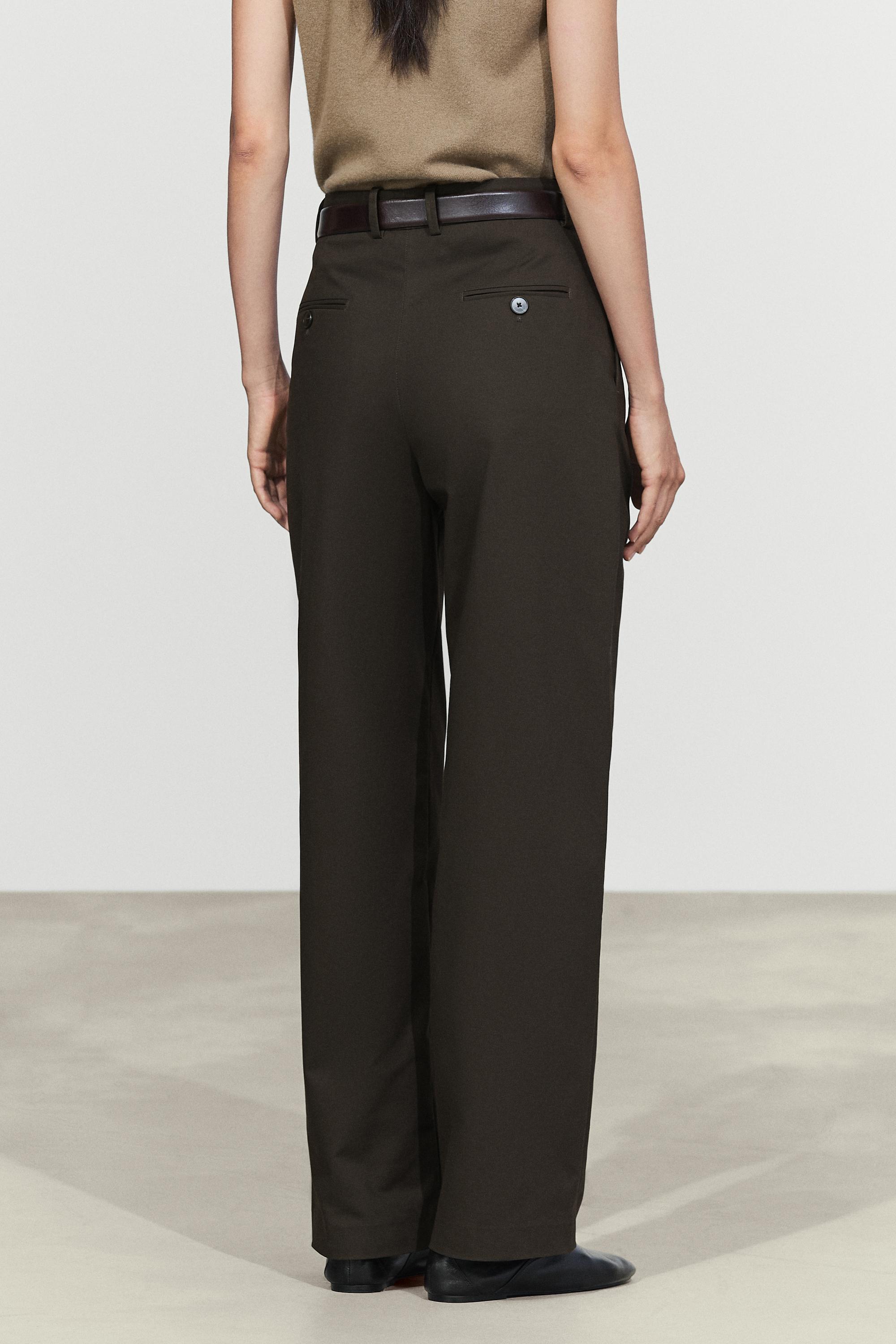 Cotton blend pleated pants - BLACK