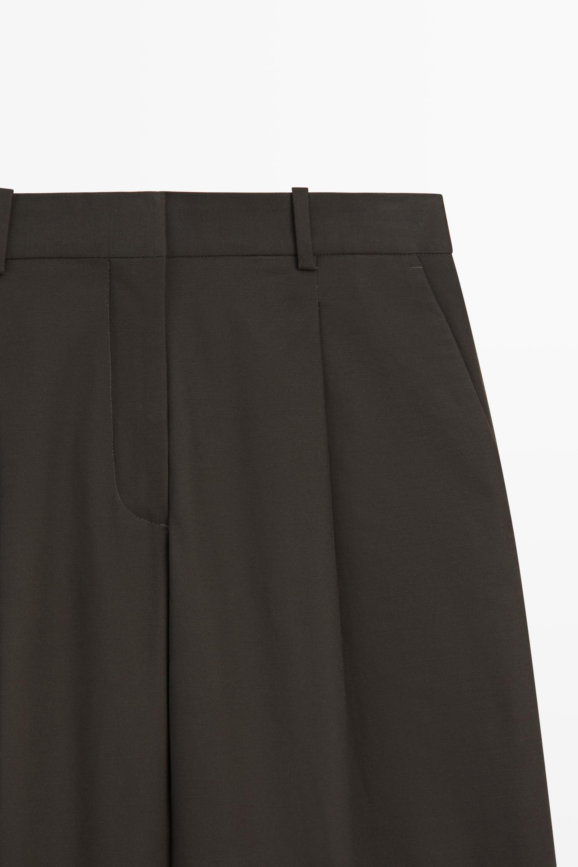 Cotton blend pleated pants - BLACK