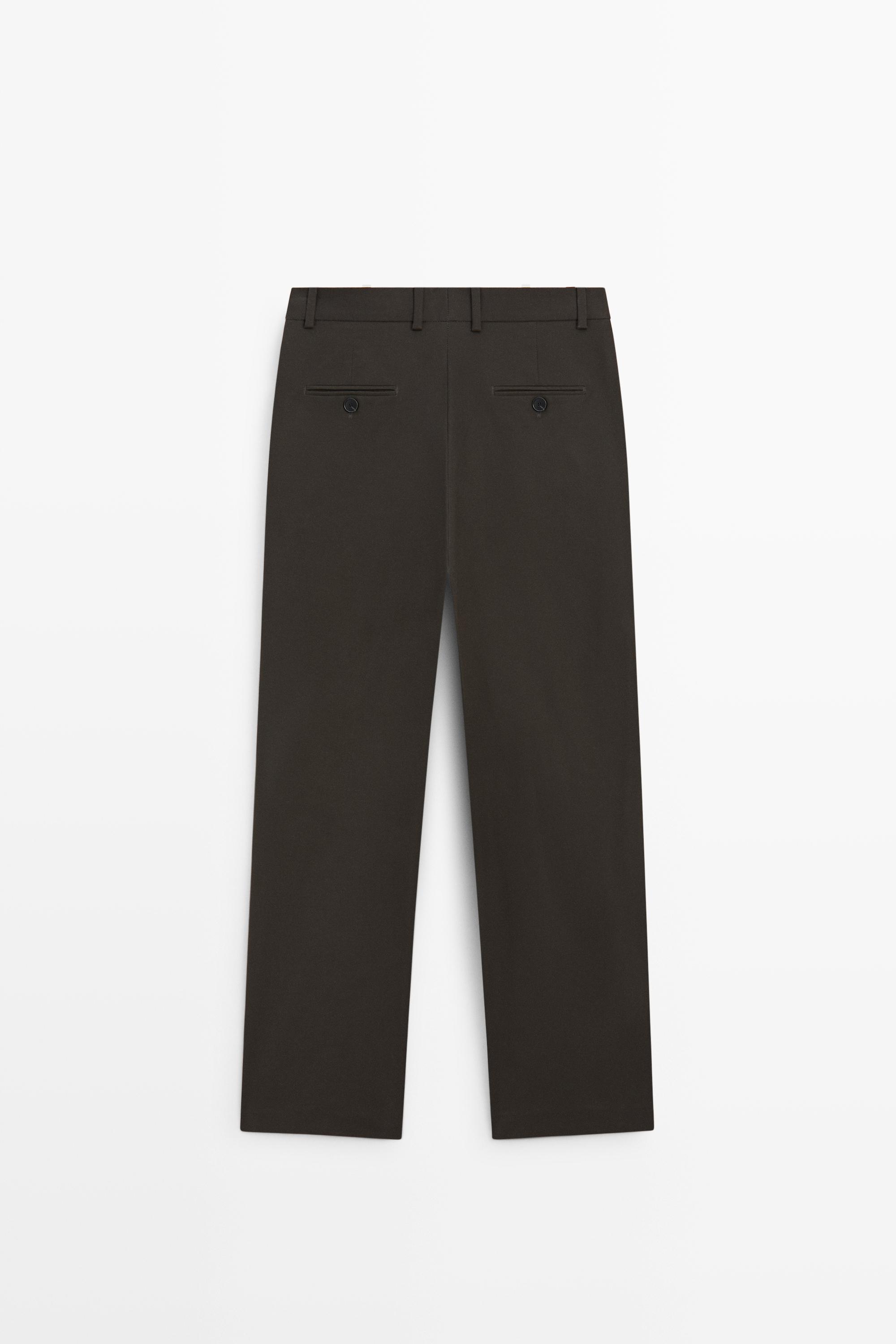 Cotton blend pleated pants - BLACK