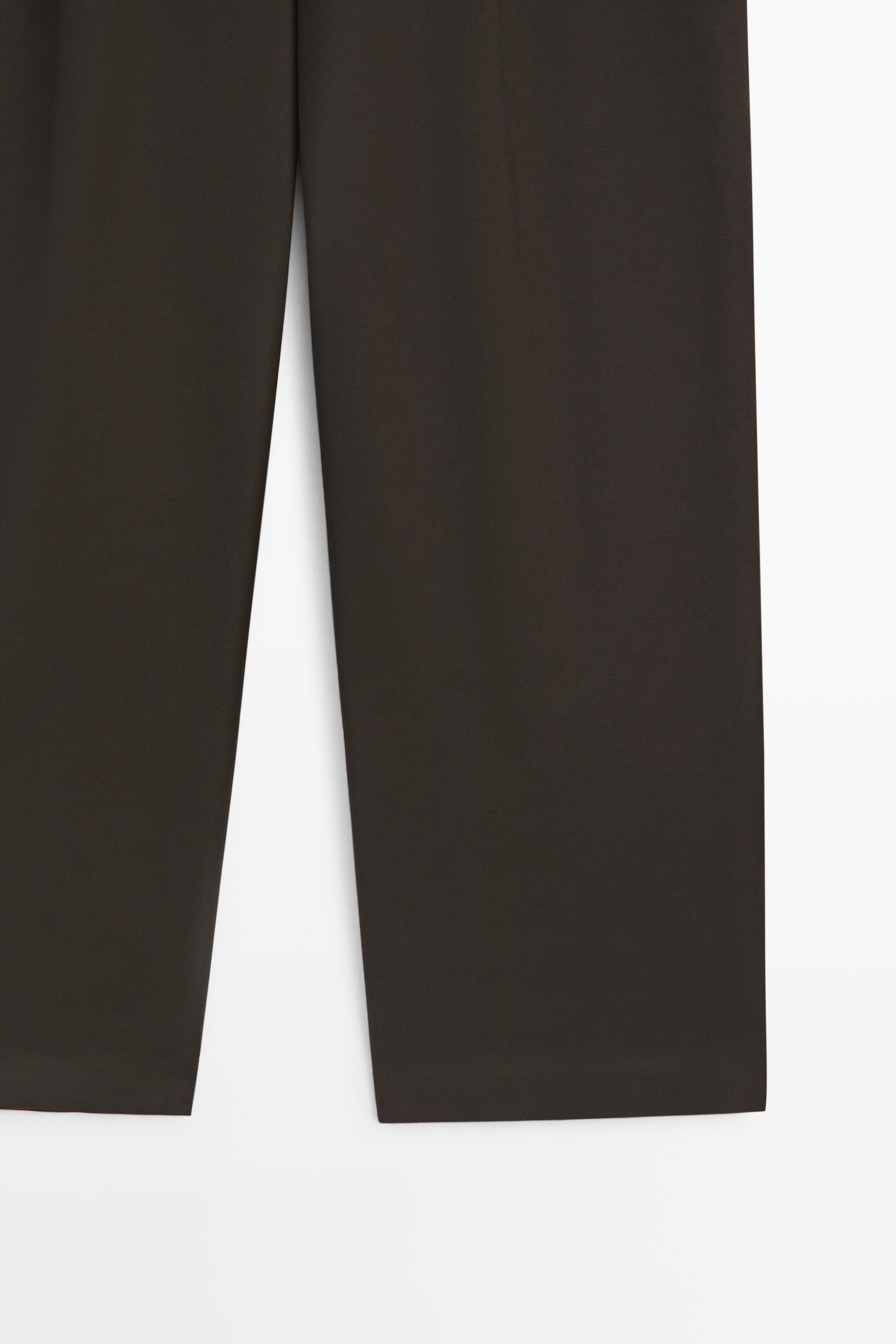 Cotton blend pleated pants - BLACK