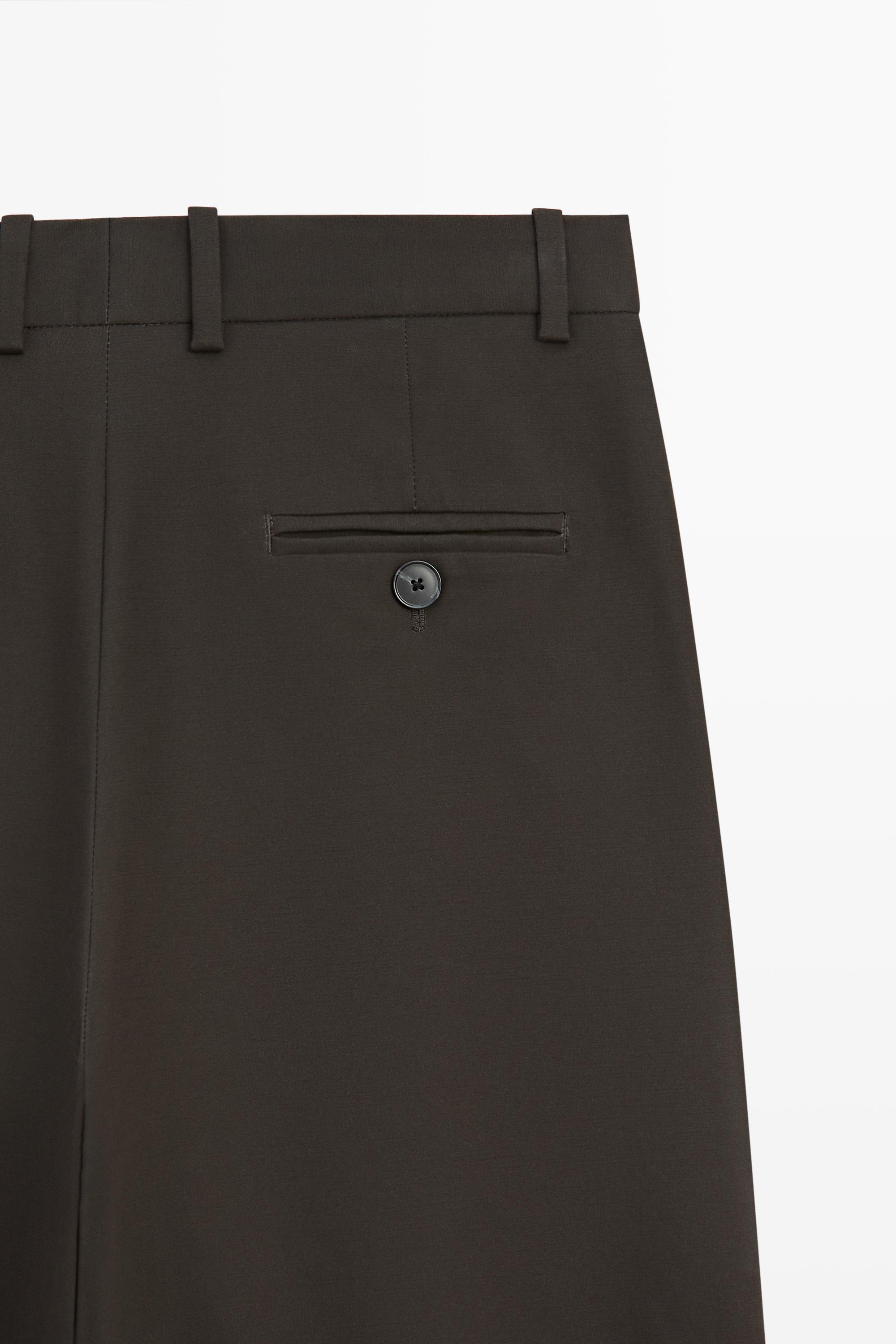 Cotton blend pleated pants - BLACK