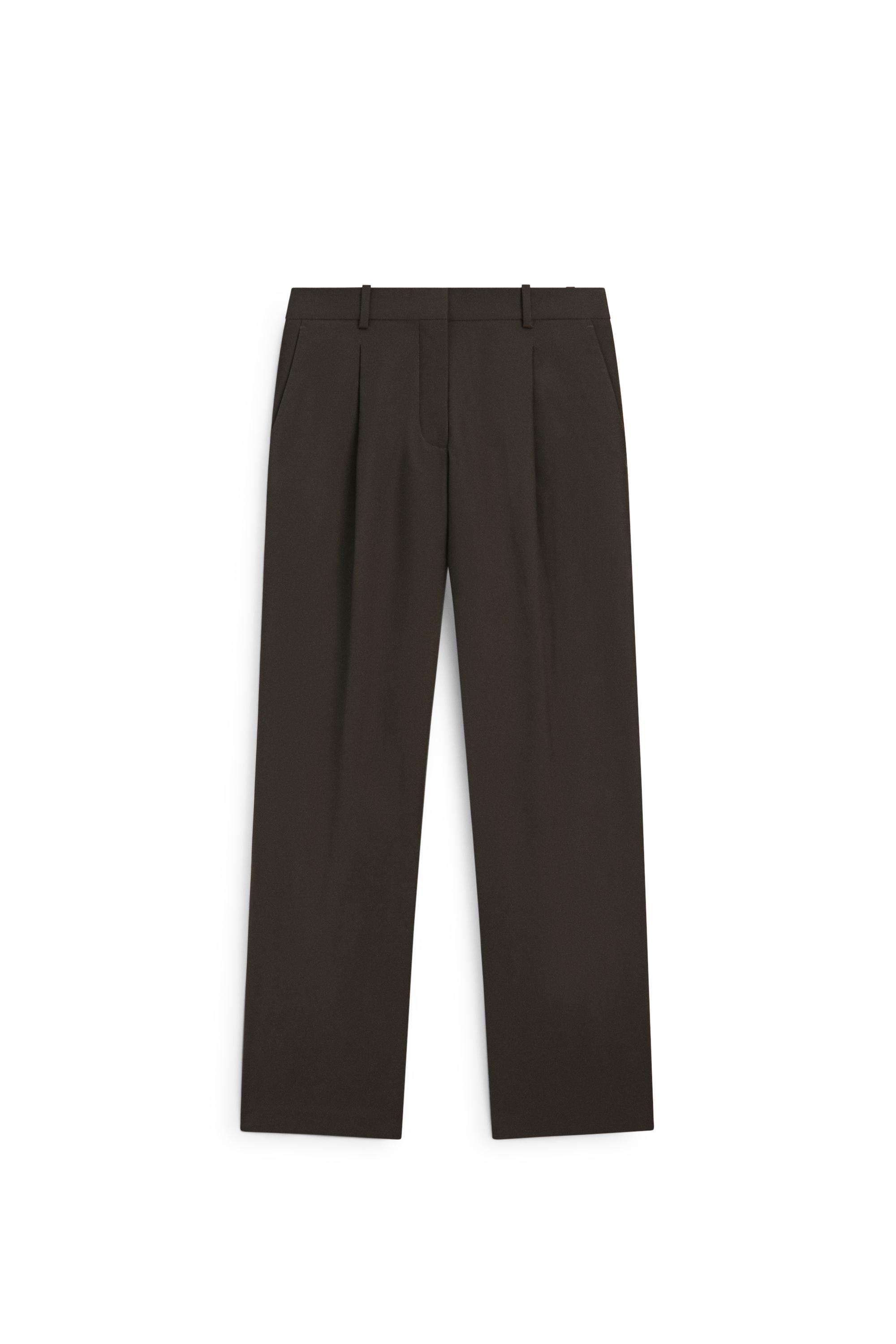 Cotton blend pleated pants - BLACK