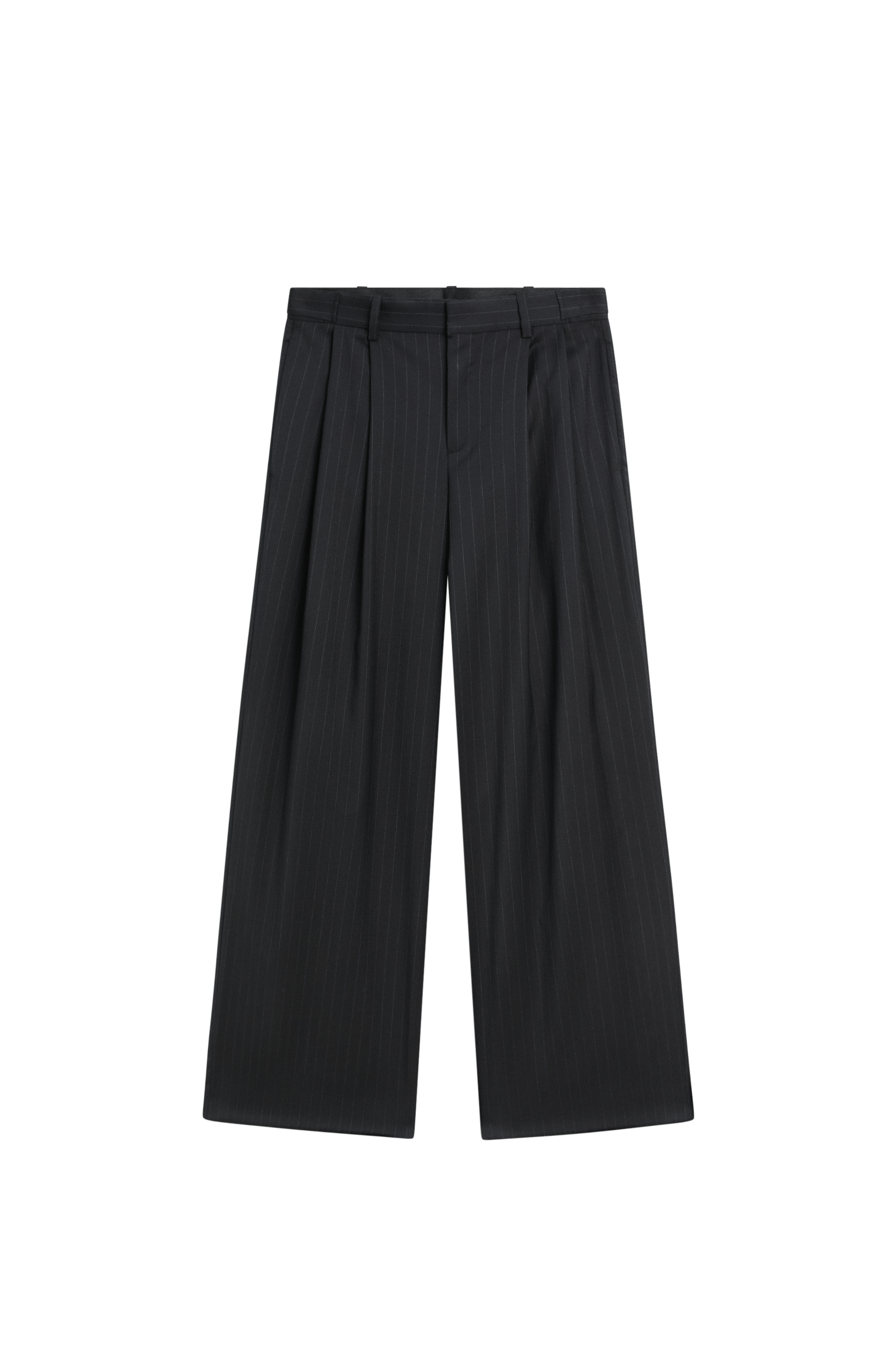 Pinstripe wool suit pants - NAVY BLUE