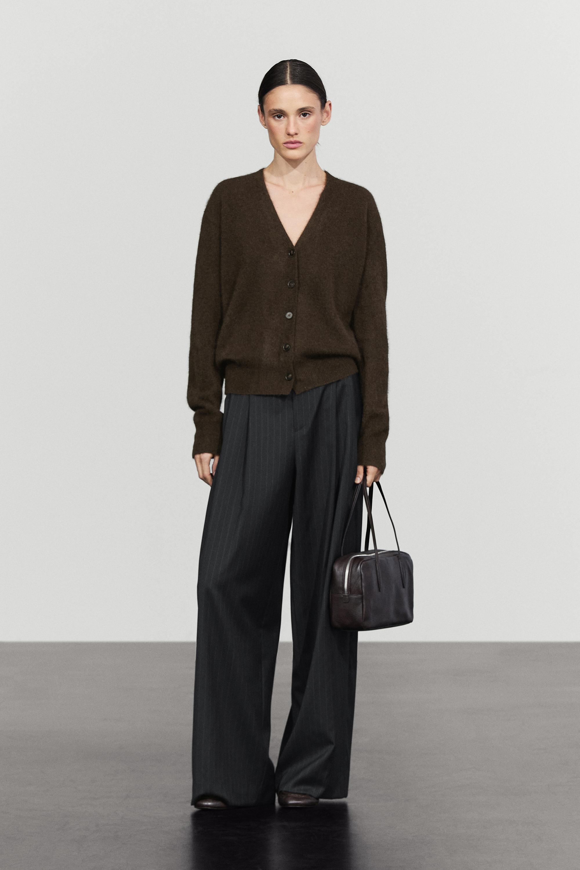 Pinstripe wool suit pants - NAVY BLUE