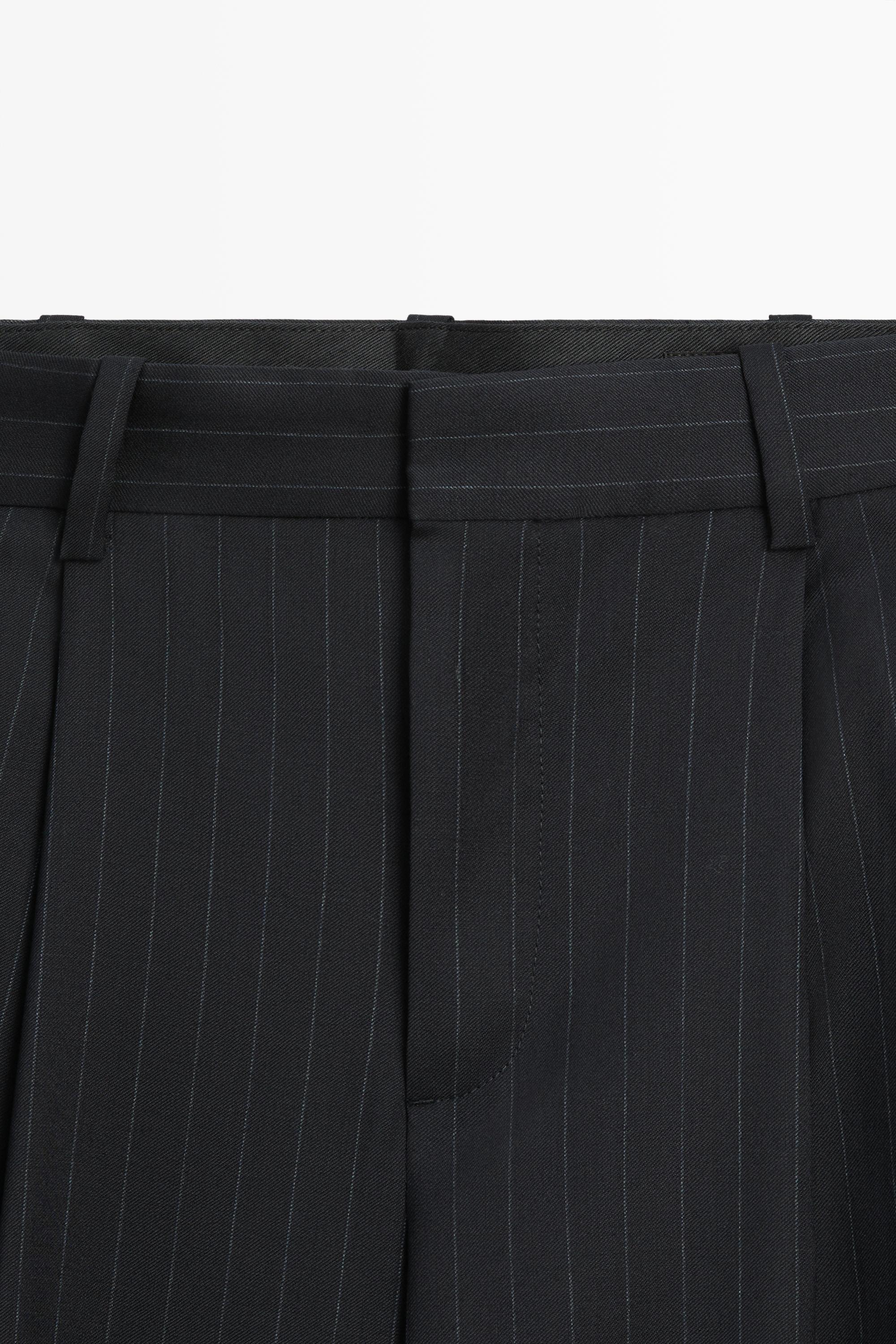 Pinstripe wool suit pants - NAVY BLUE