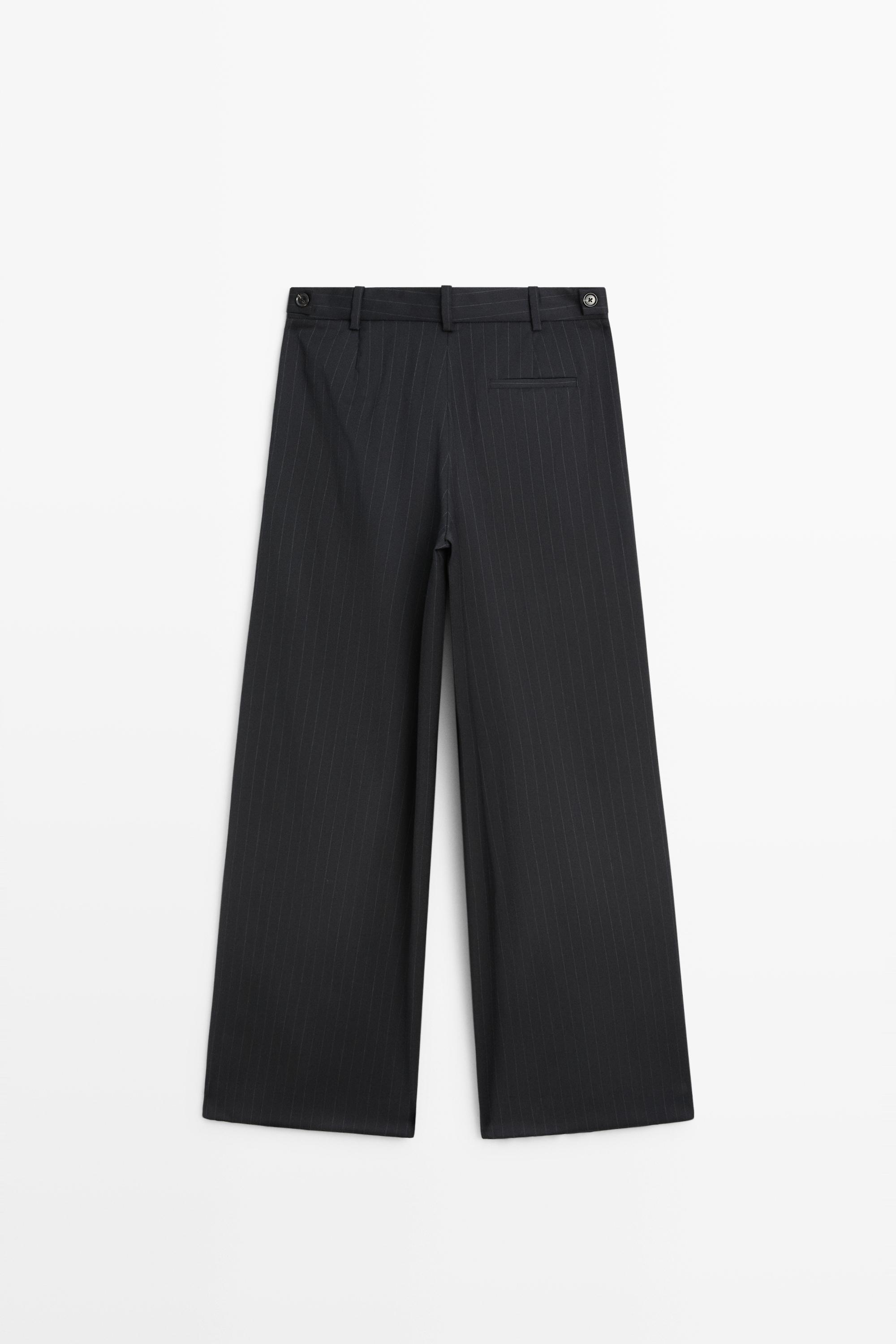 Pinstripe wool suit pants - NAVY BLUE