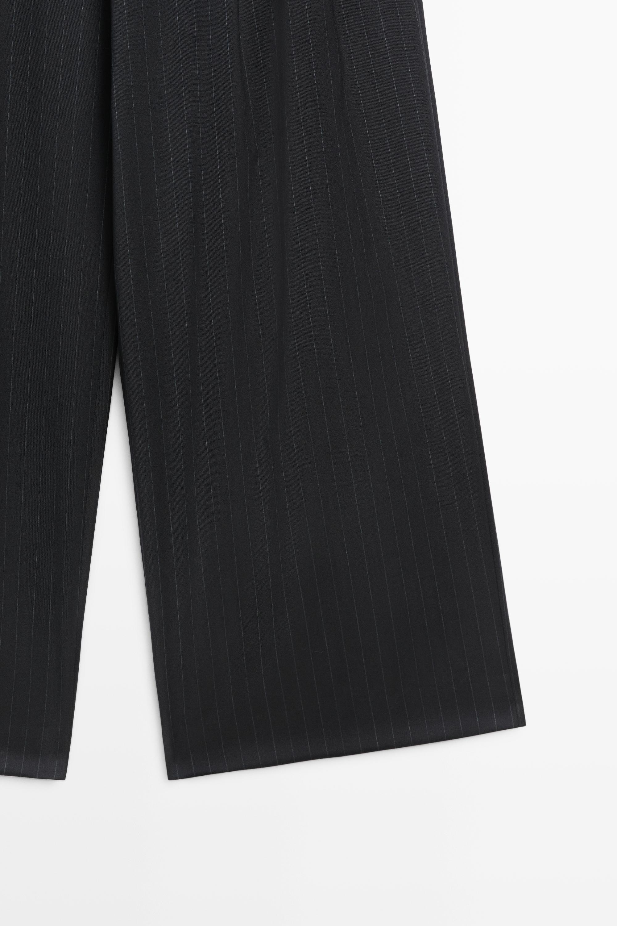 Pinstripe wool suit pants - NAVY BLUE