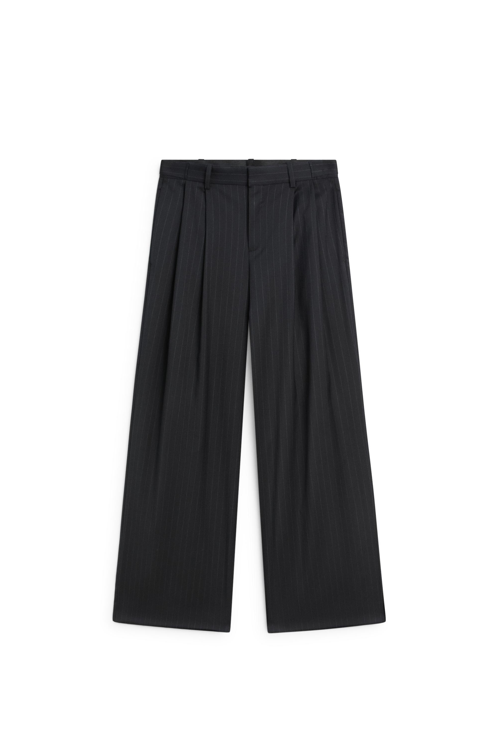 Pinstripe wool suit pants - NAVY BLUE