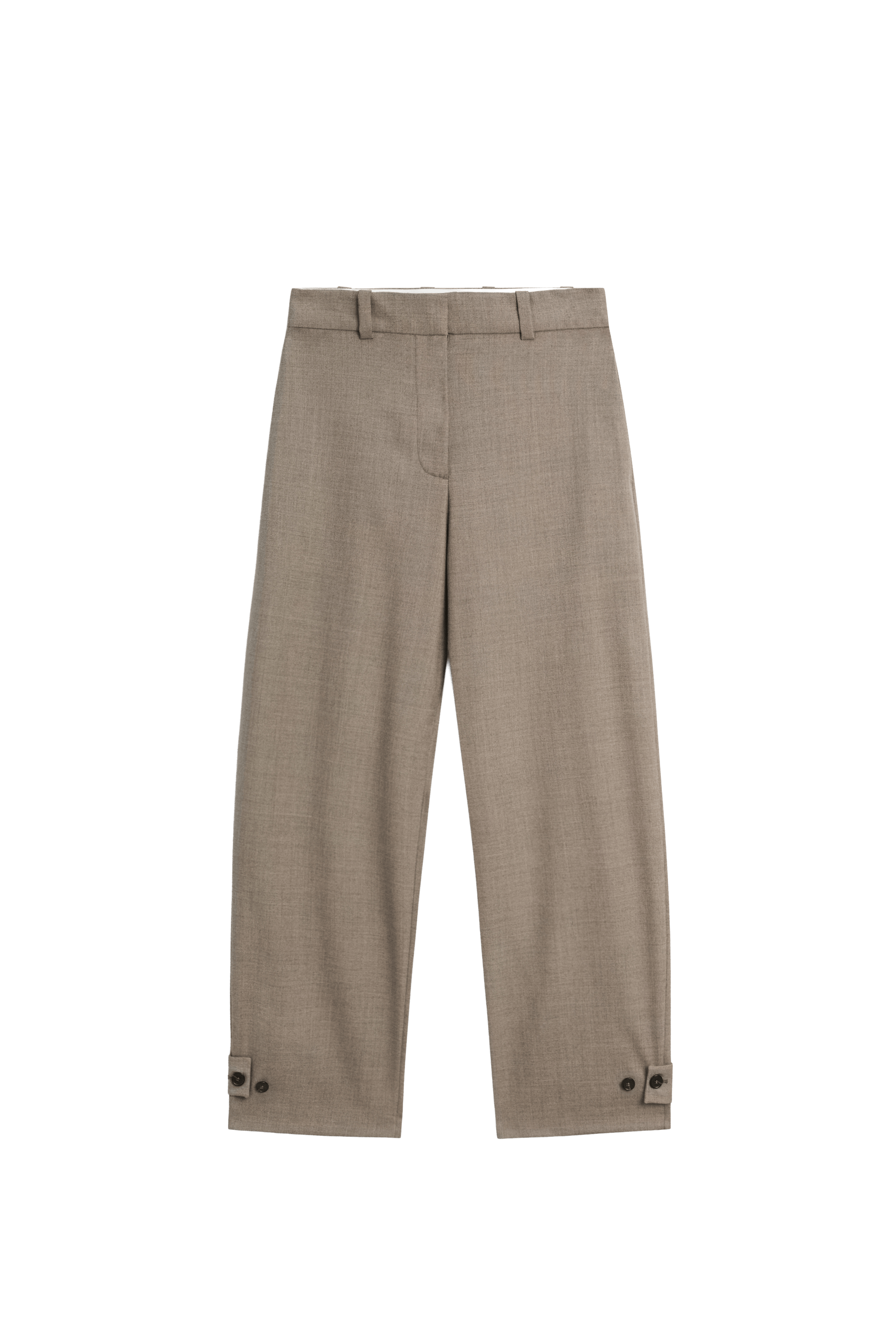 100% wool darted pants with buttoned hem detail - Sand