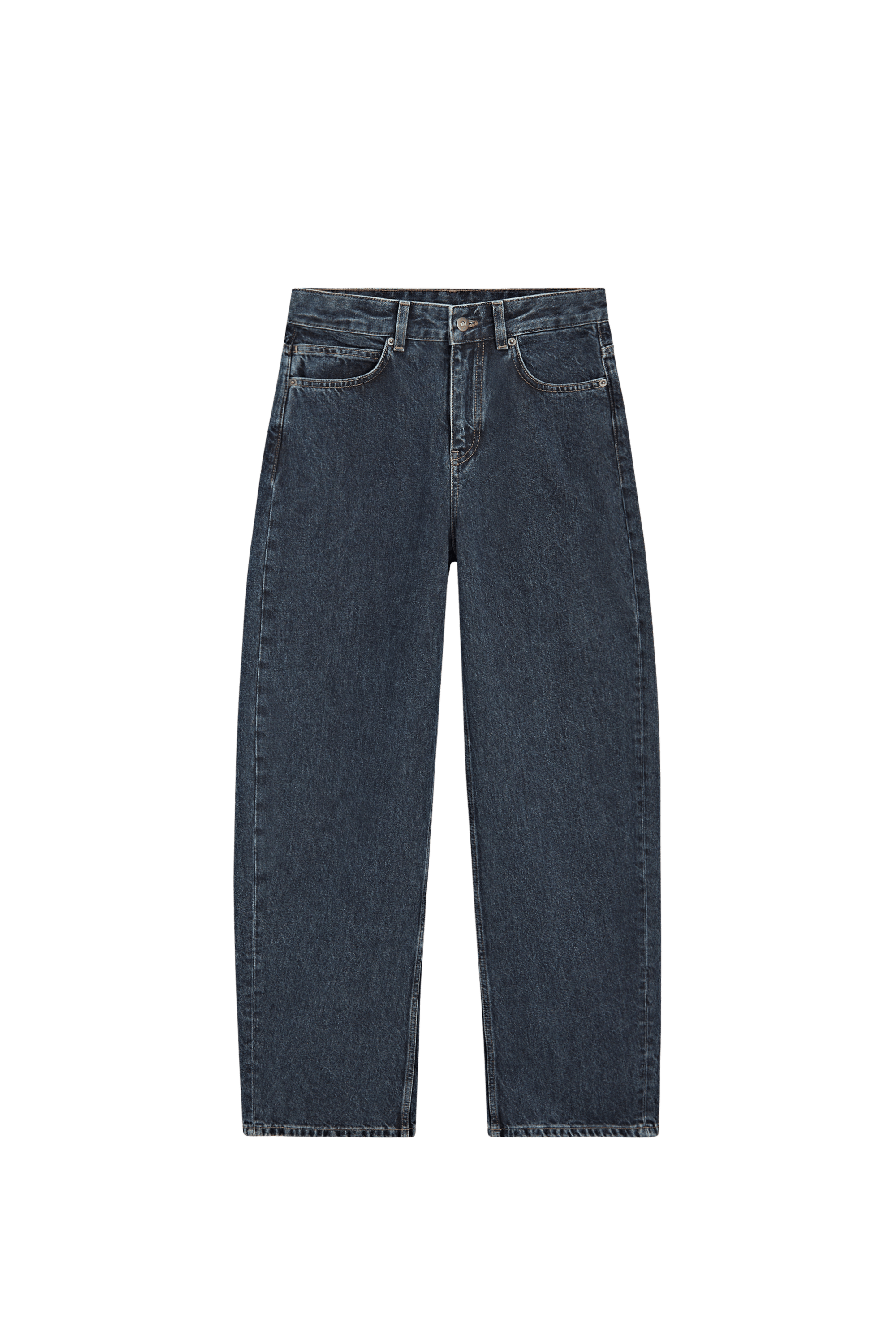 Mid-waist barrel fit jeans - DARK BLUE