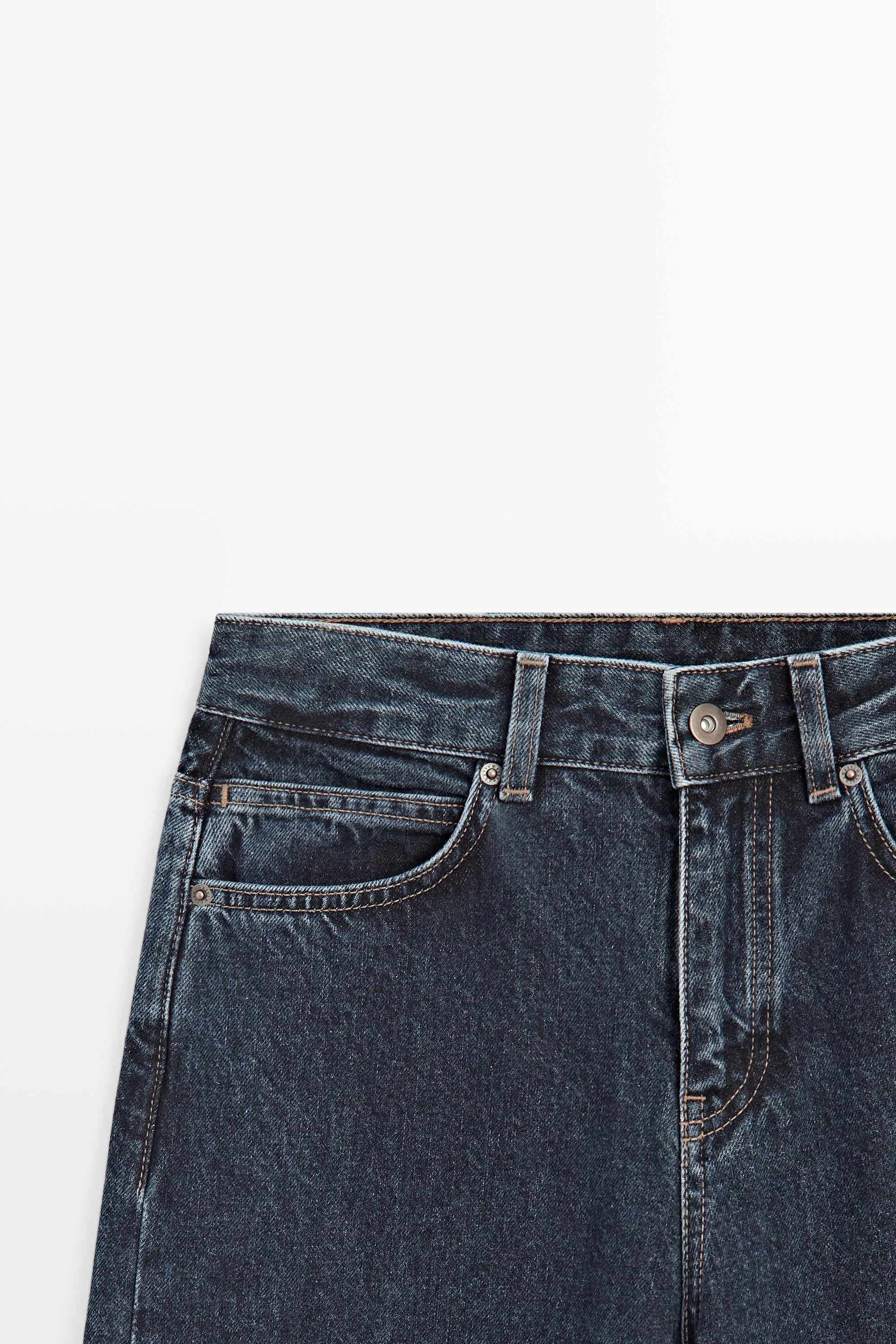 Mid-waist barrel fit jeans - DARK BLUE