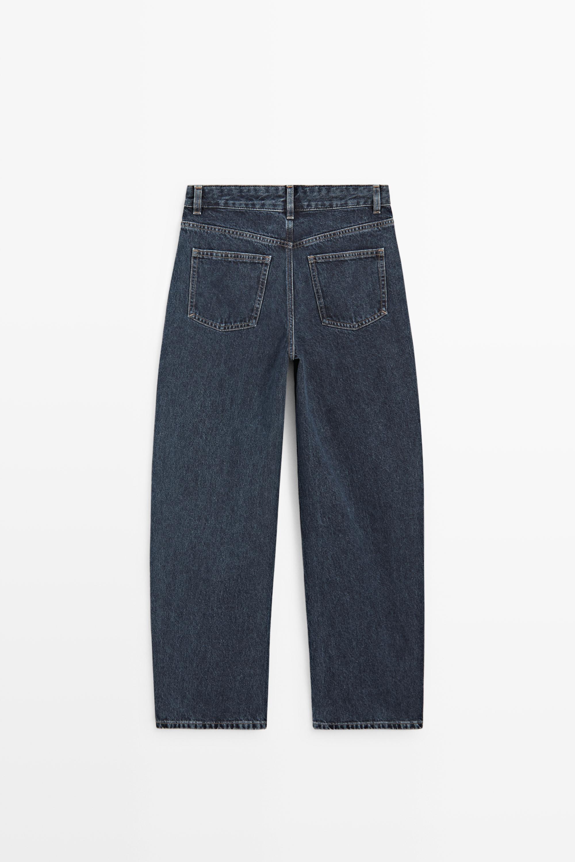 Mid-waist barrel fit jeans - DARK BLUE