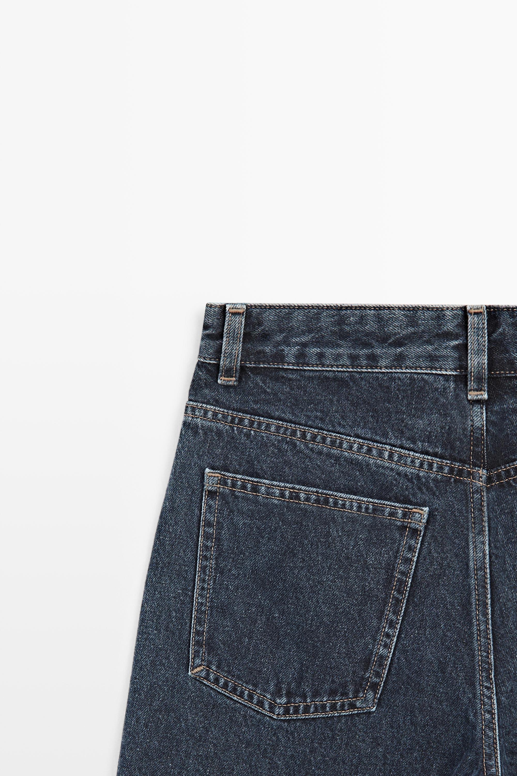 Mid-waist barrel fit jeans - DARK BLUE