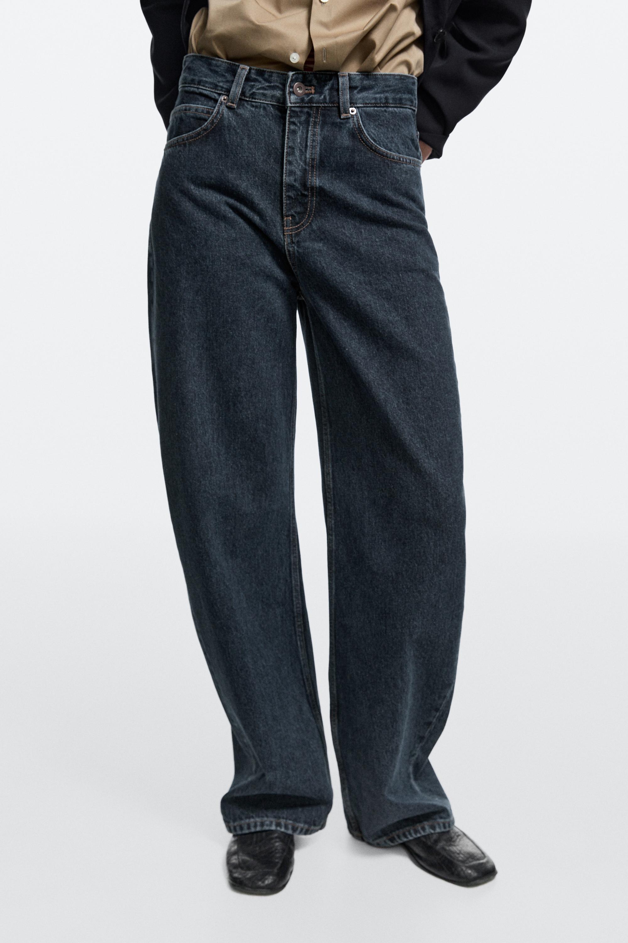 Mid-waist barrel fit jeans - DARK BLUE