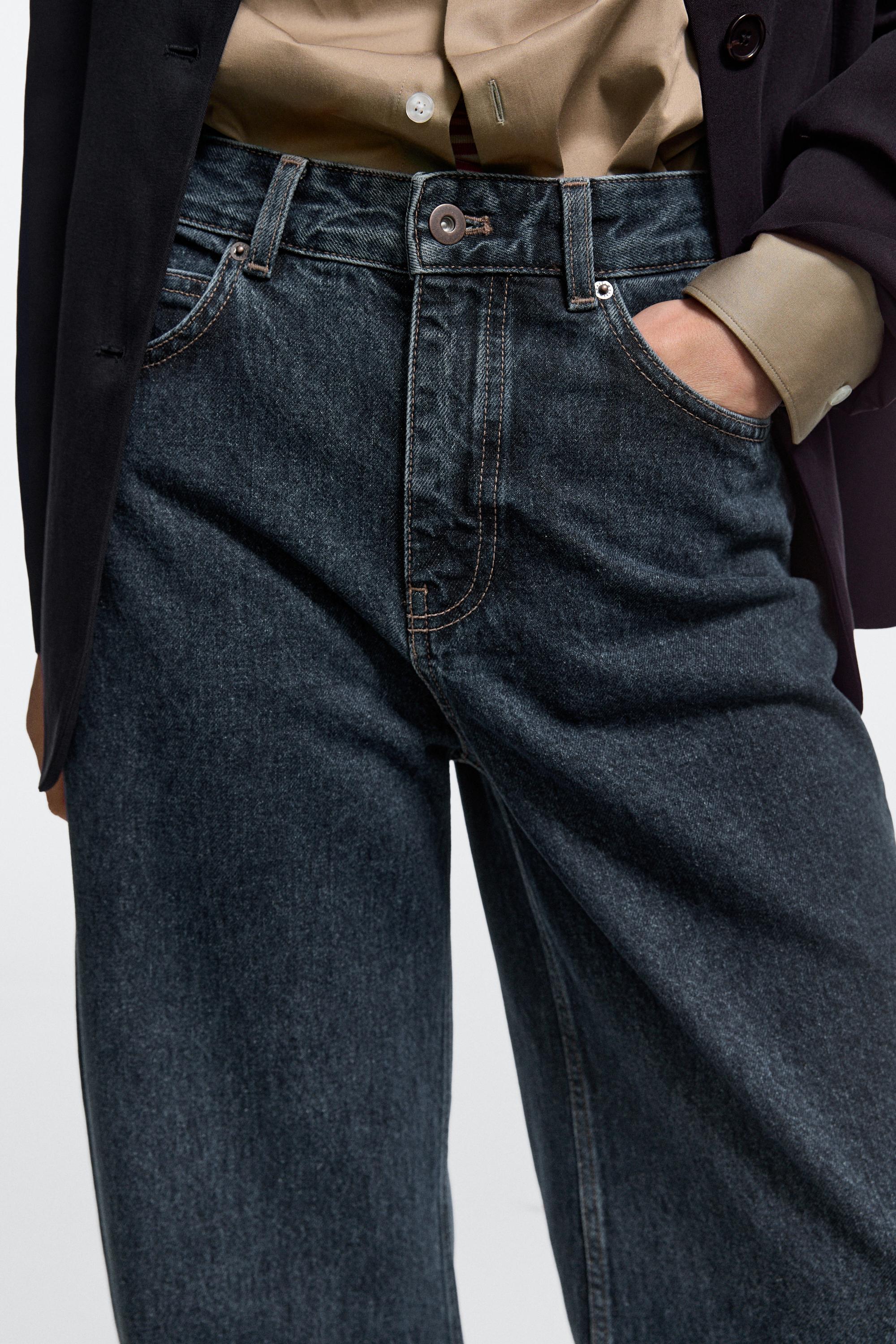 Mid-waist barrel fit jeans - DARK BLUE