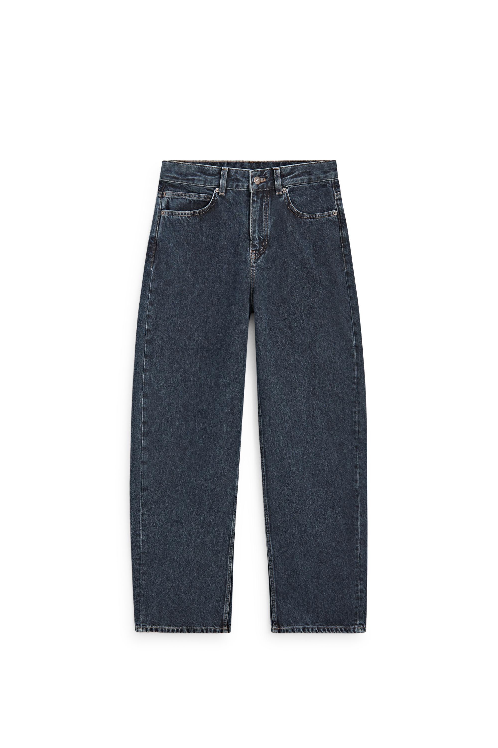 Mid-waist barrel fit jeans - DARK BLUE